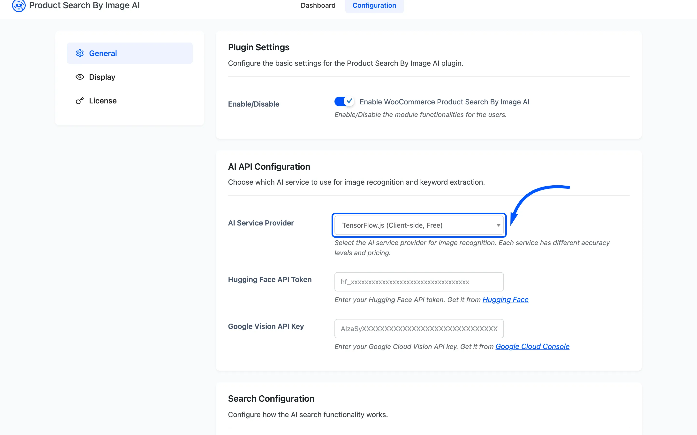 The AI Service Provider picker