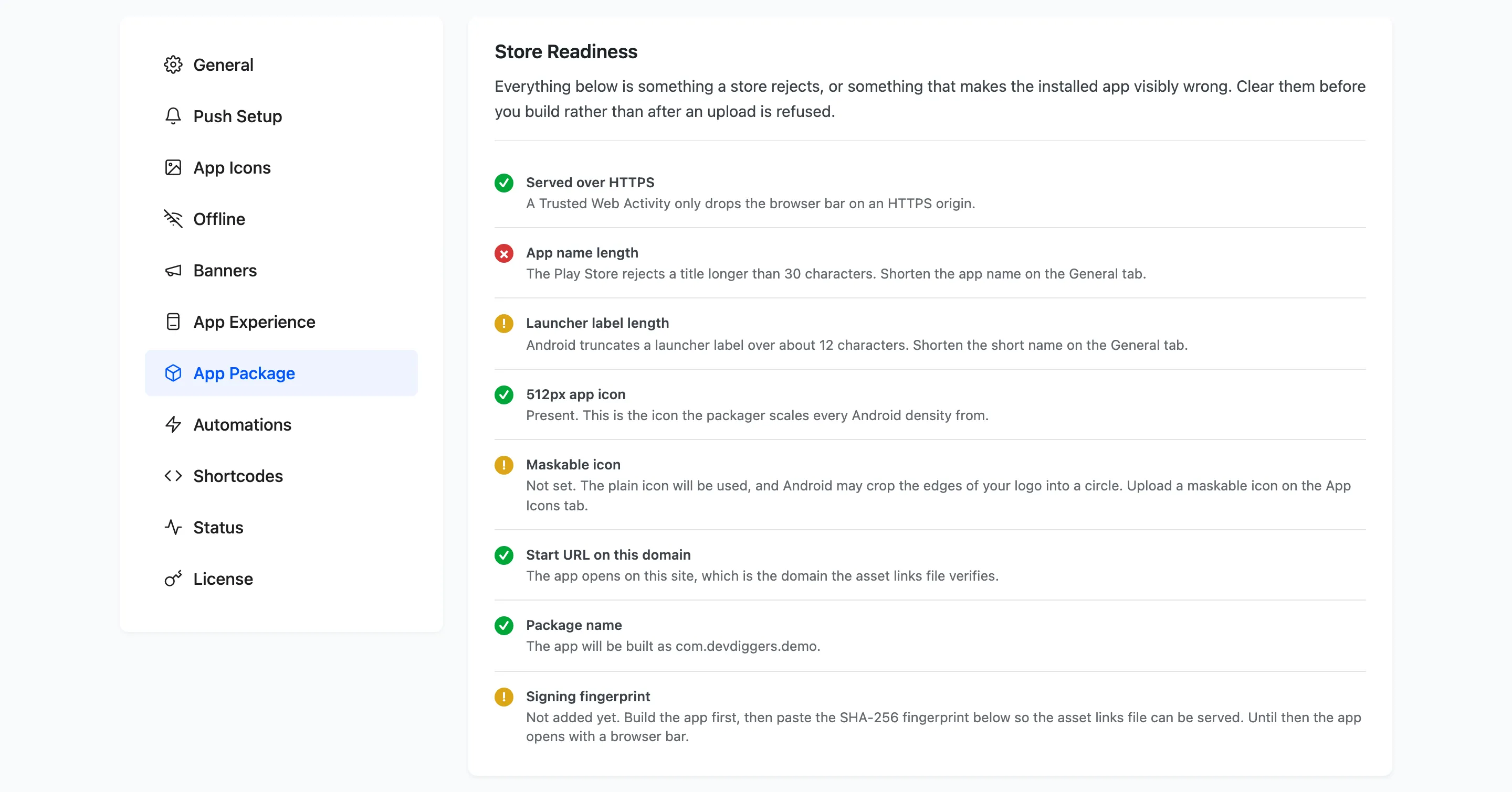 The Store Readiness checks