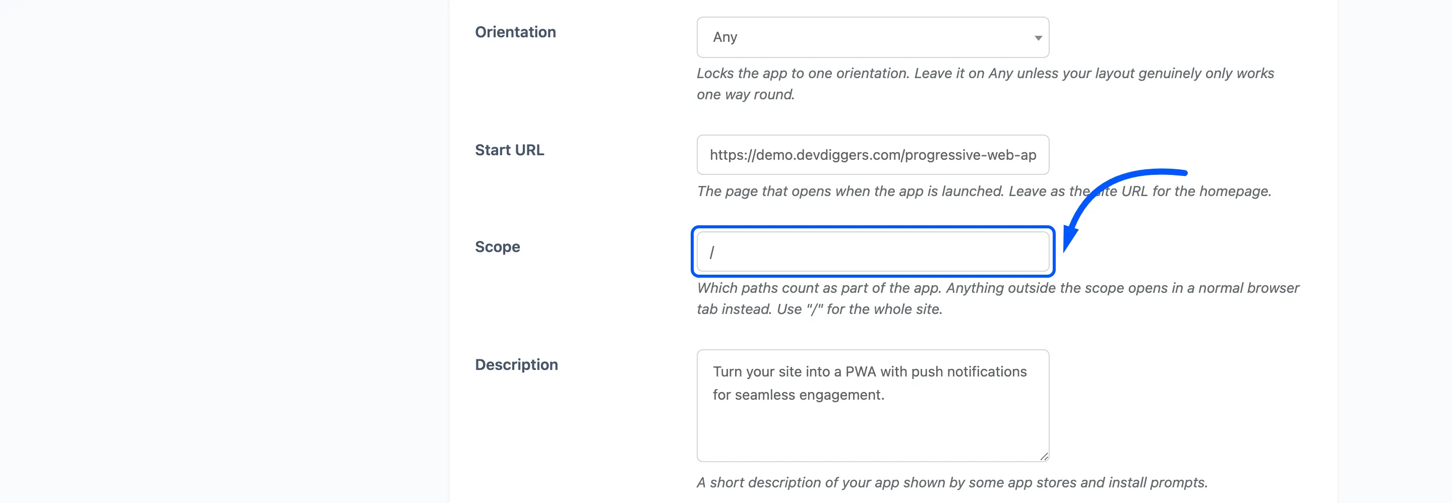 The Scope field on the General tab