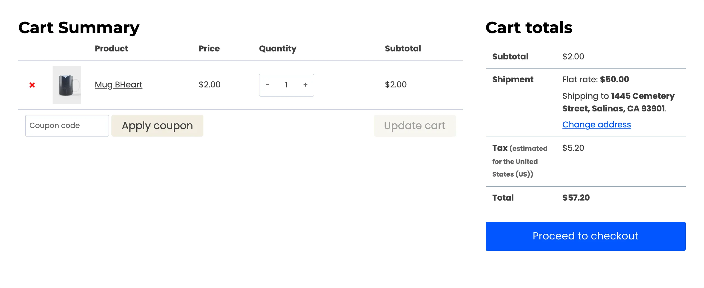 The balance in the cart