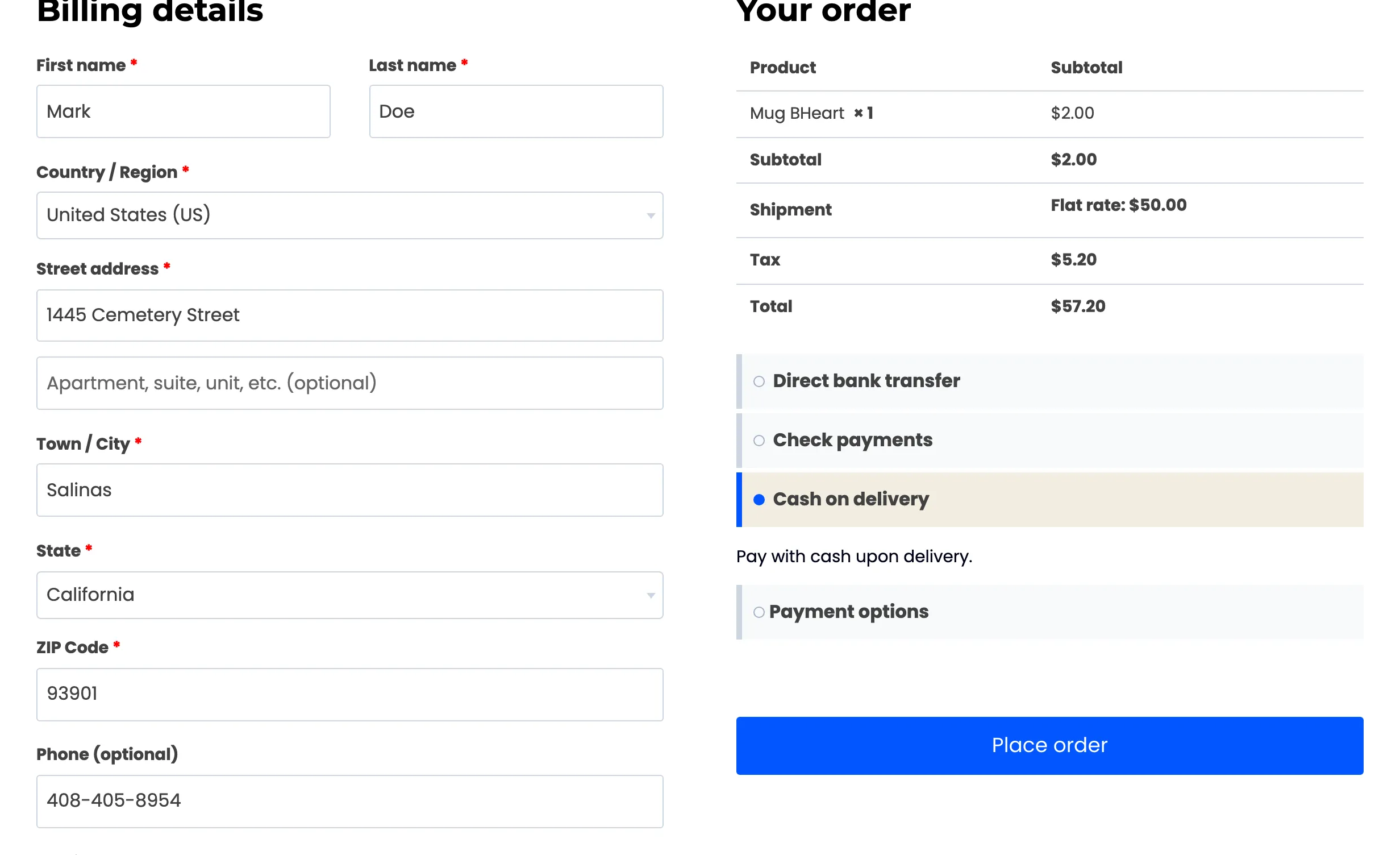 The balance at checkout