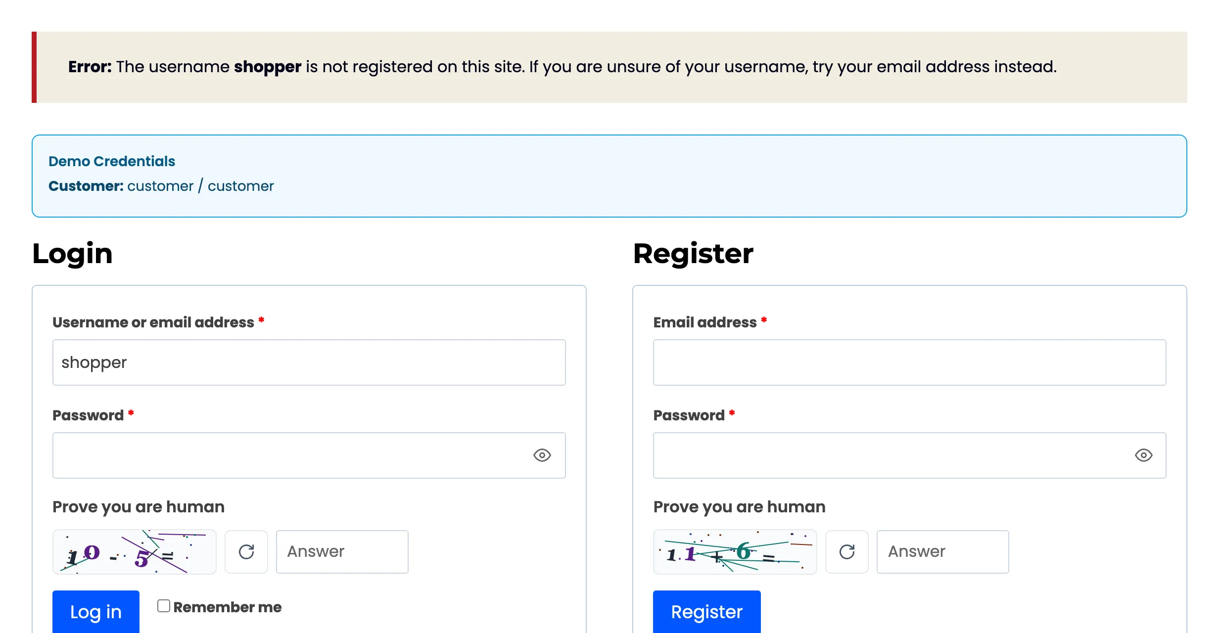 The My Account login refusing a blocked IP