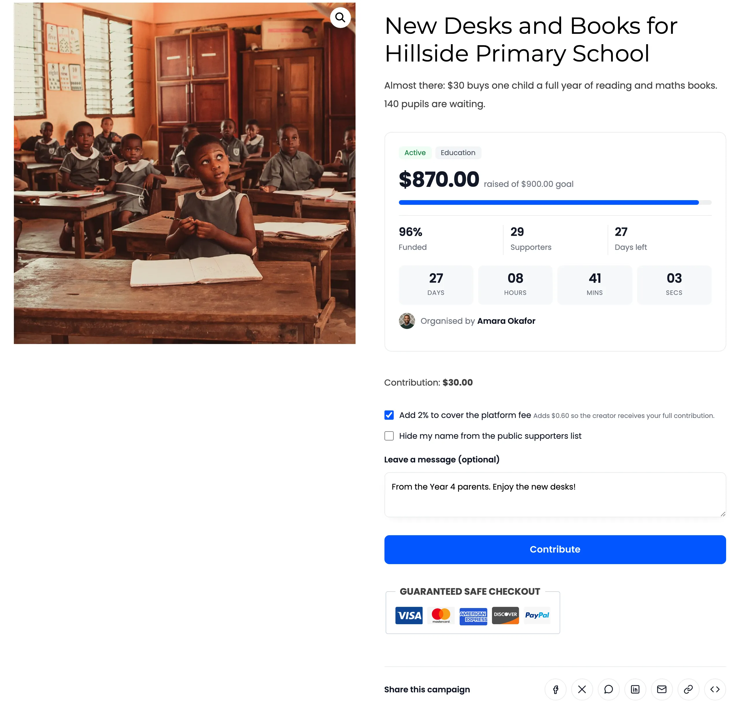 A fixed amount campaign