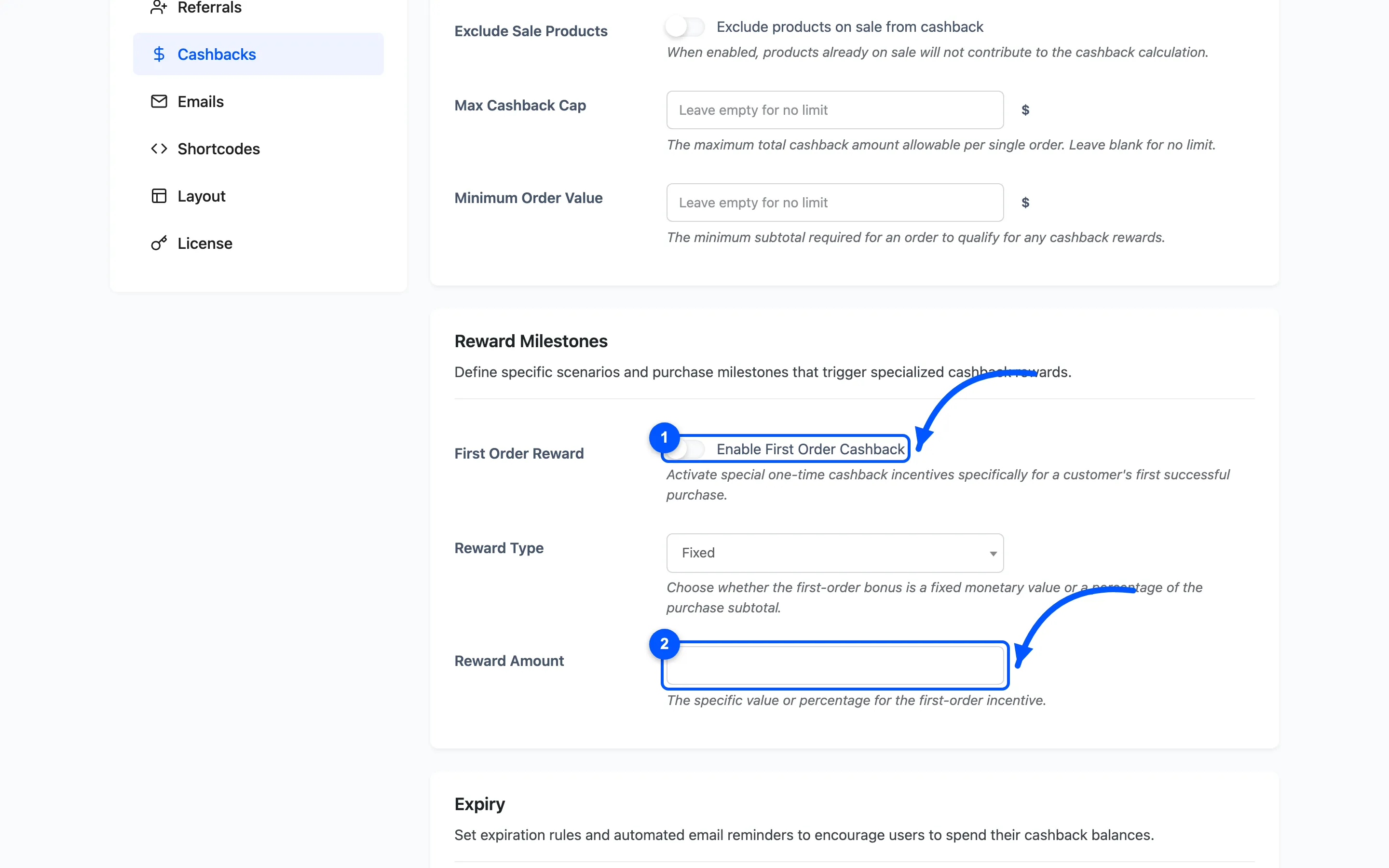 The first-order reward fields