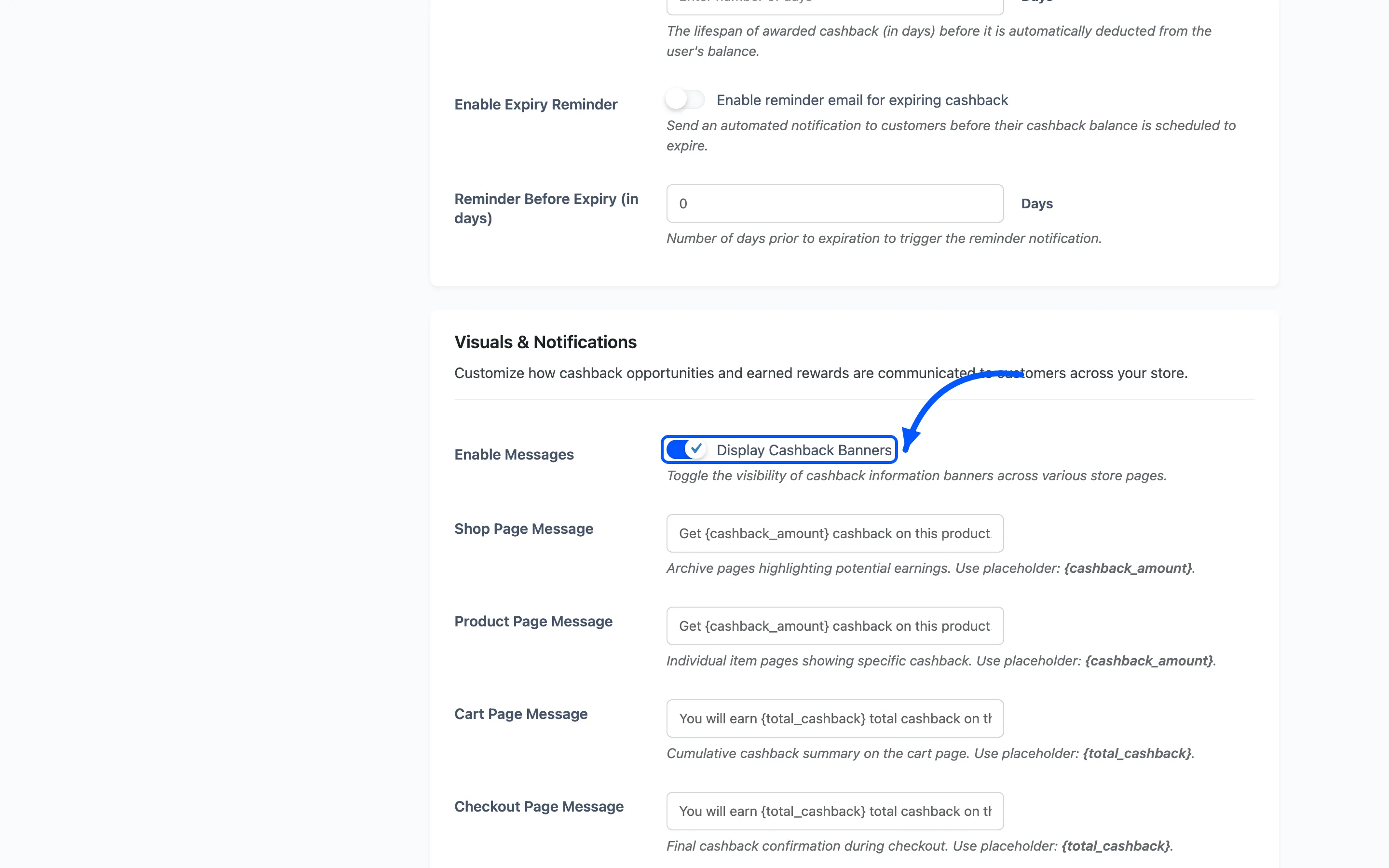 The Enable Messages checkbox