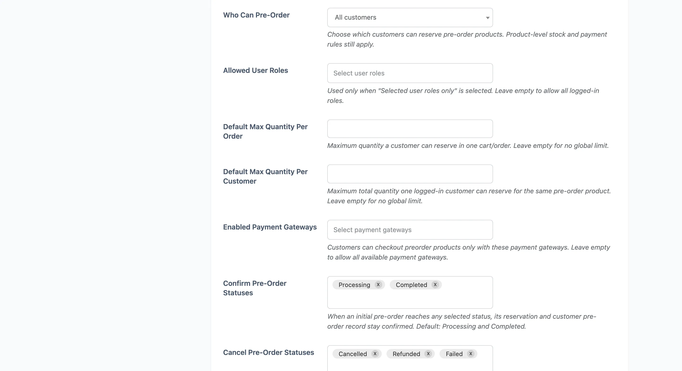 The eligibility and limit fields