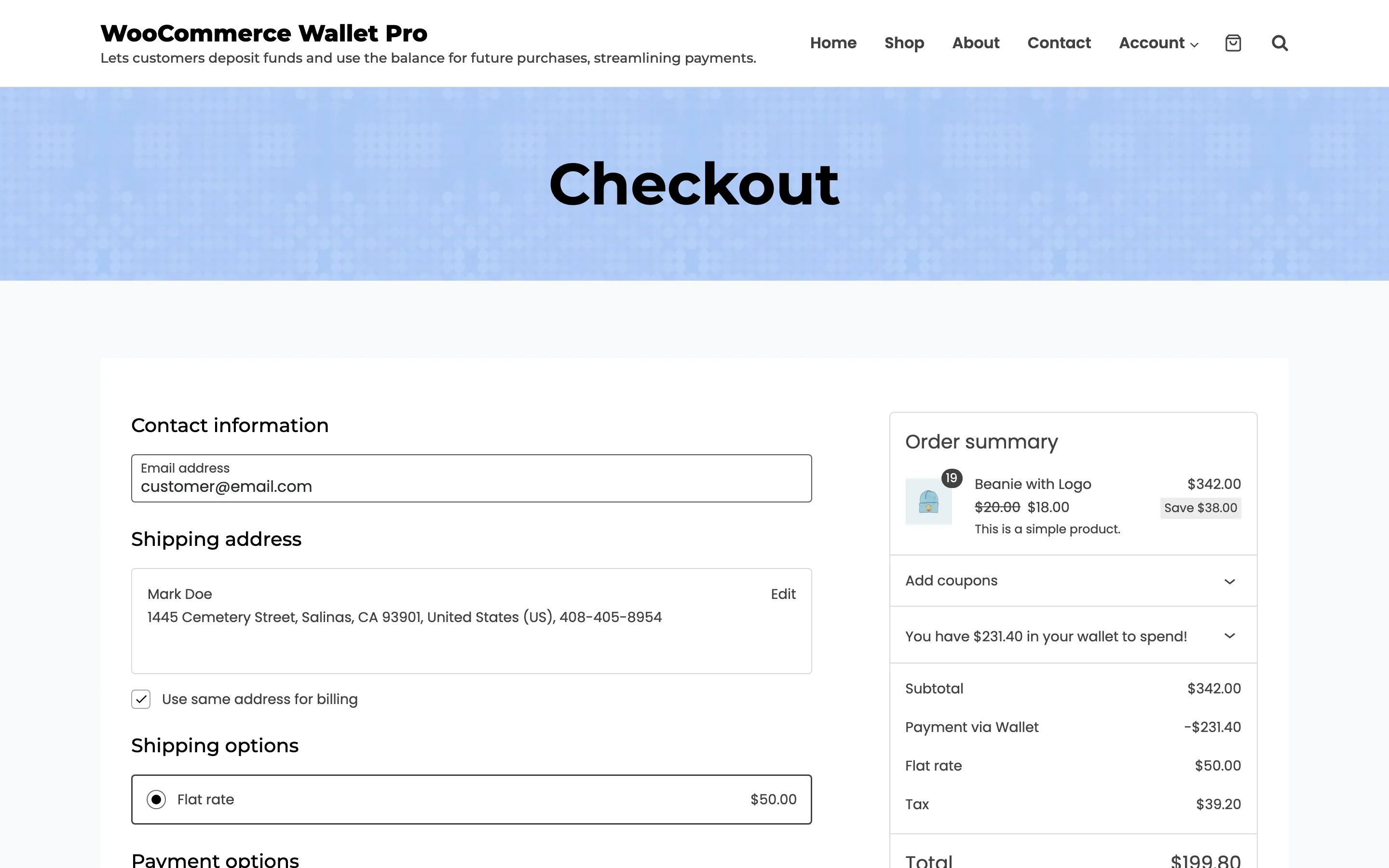 The Remove link on the applied partial payment panel