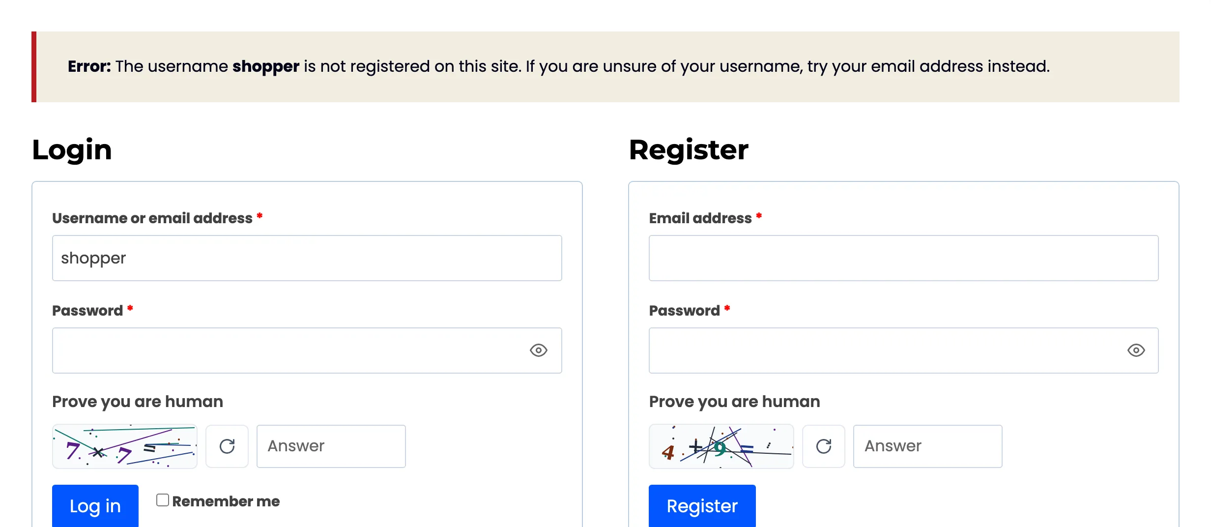 The My Account login refusing a visitor from a blocked country