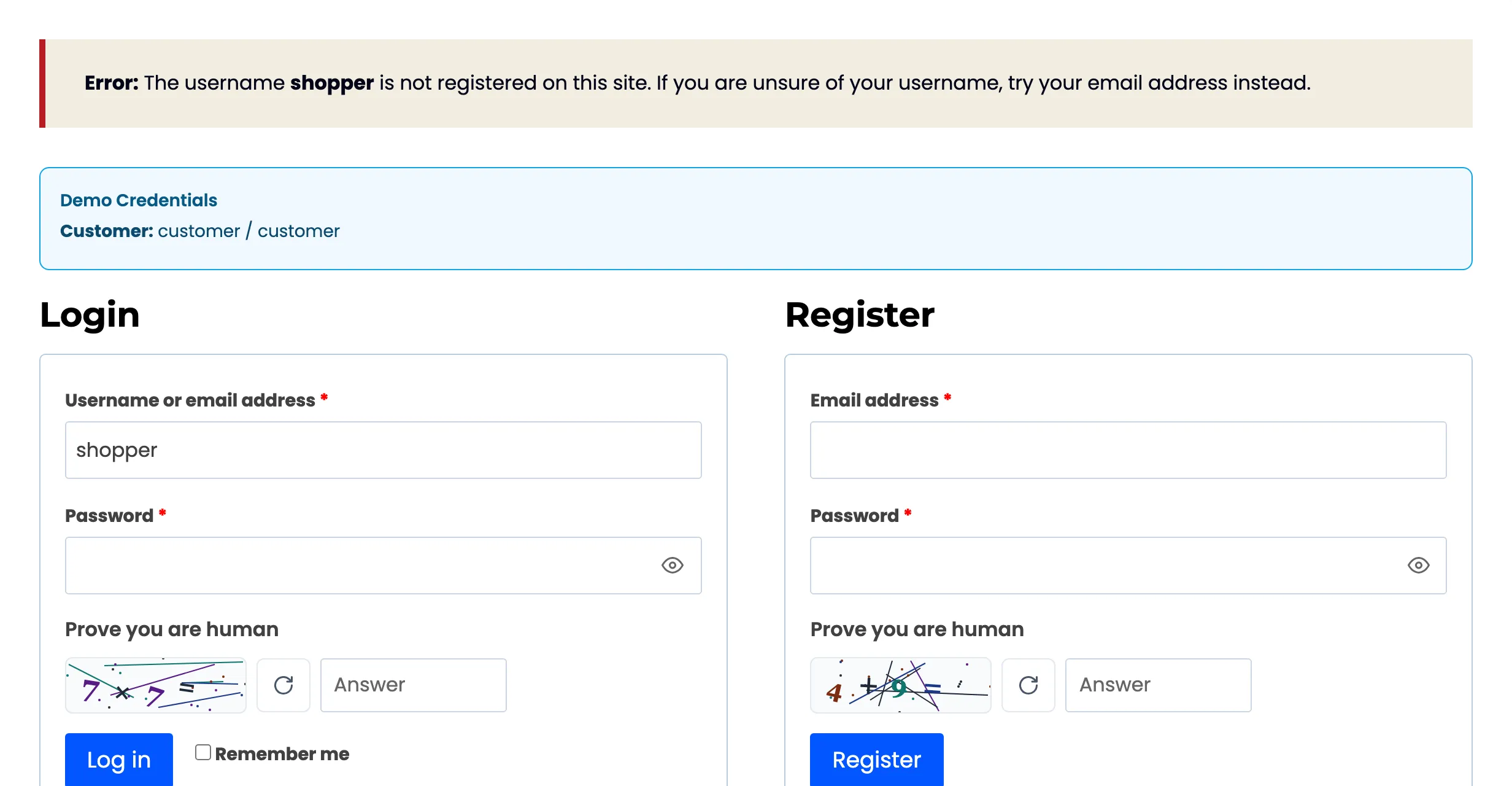The My Account login refusing a visitor from a blocked country