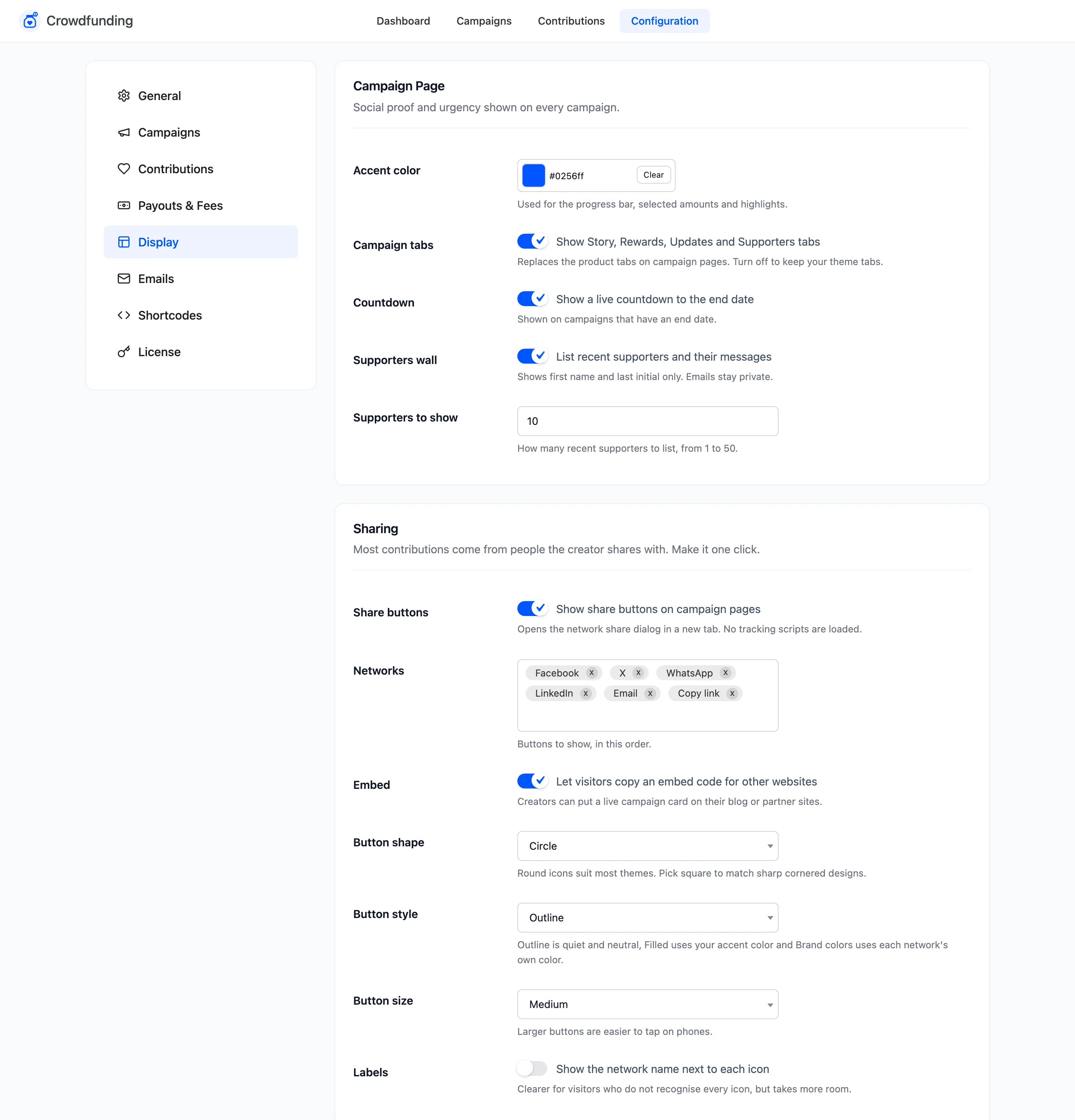 The Campaign Page section