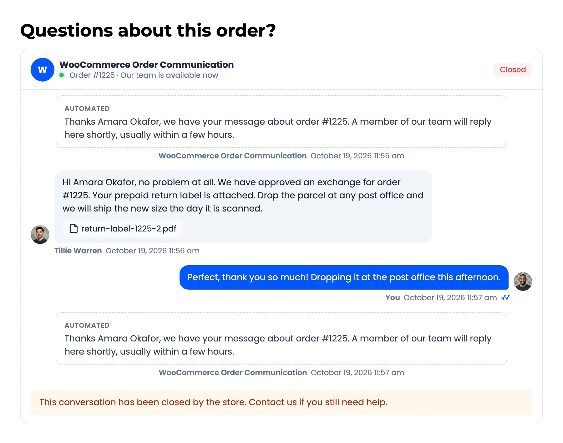 The customer’s view of a closed conversation