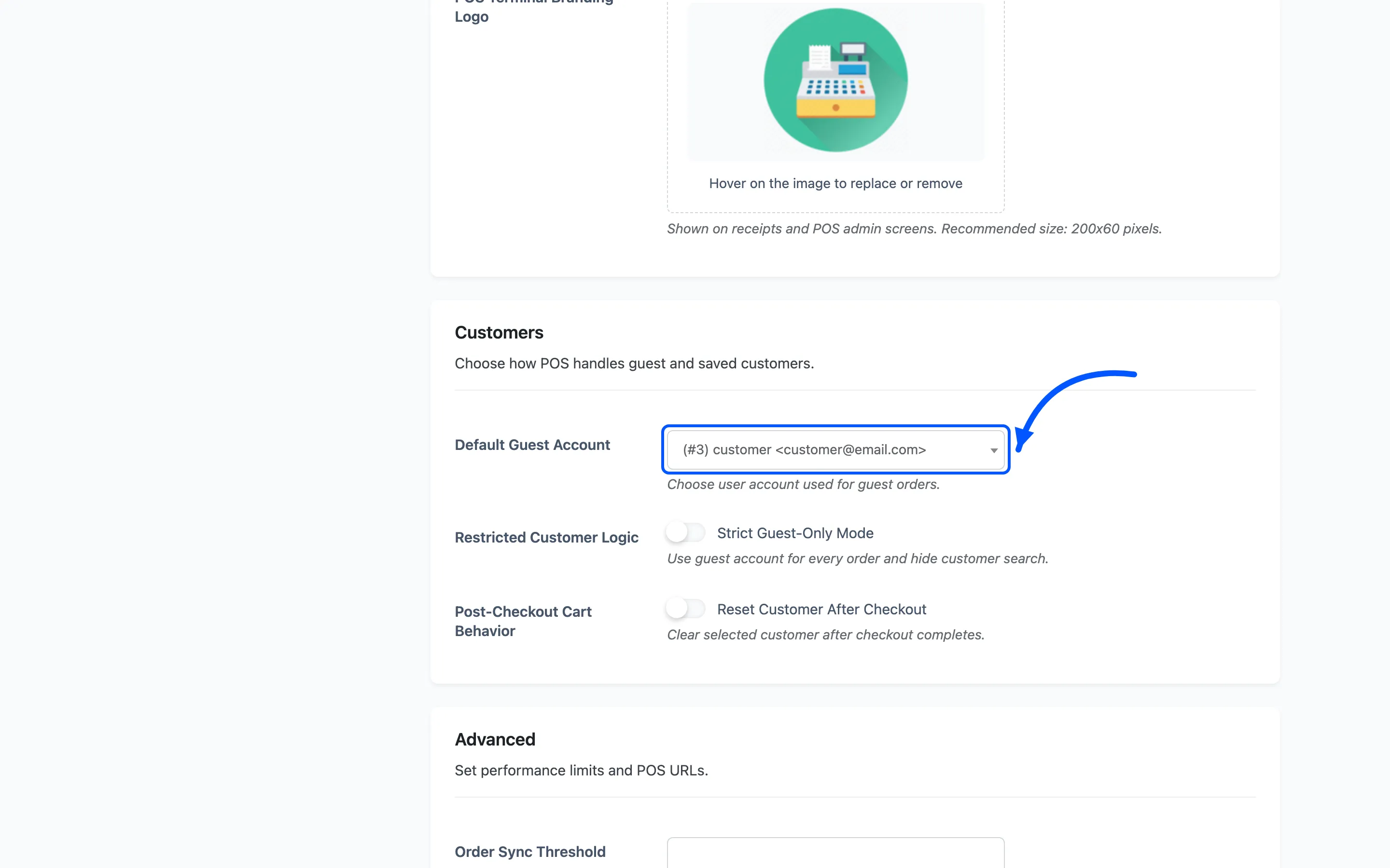 The Default Guest Account field on the General tab