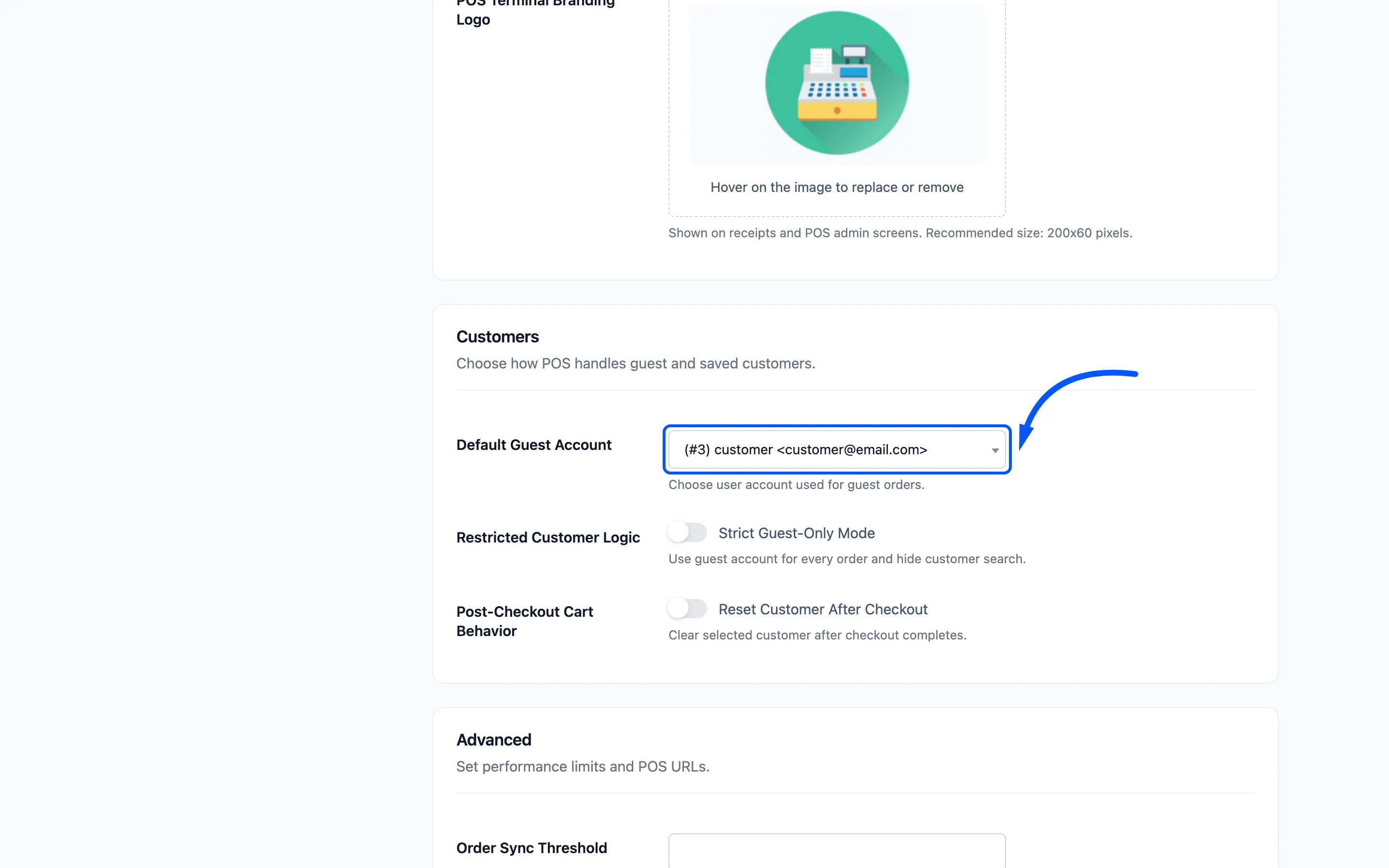 The Default Guest Account field on the General tab