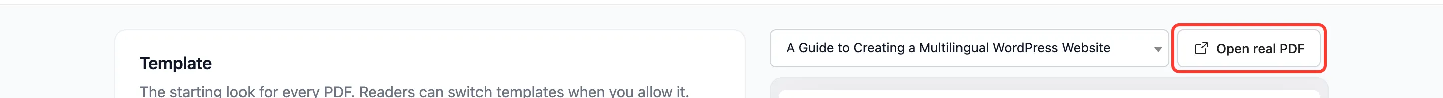 The Open real PDF button above the preview