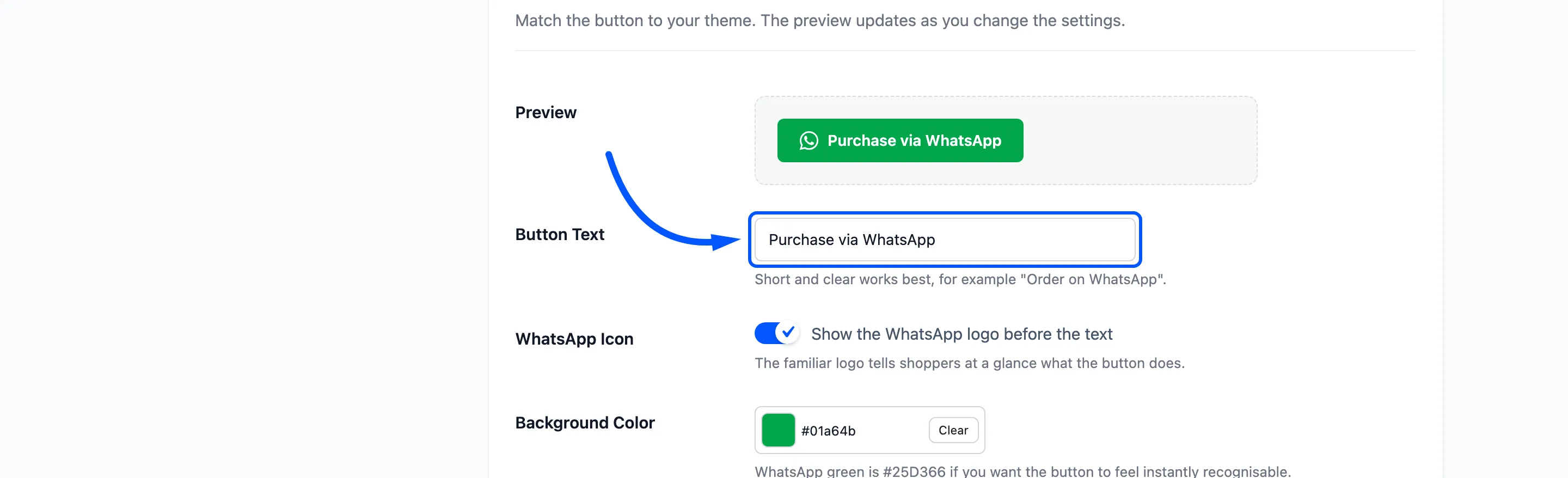 The Button Text field boxed in the Button Style section