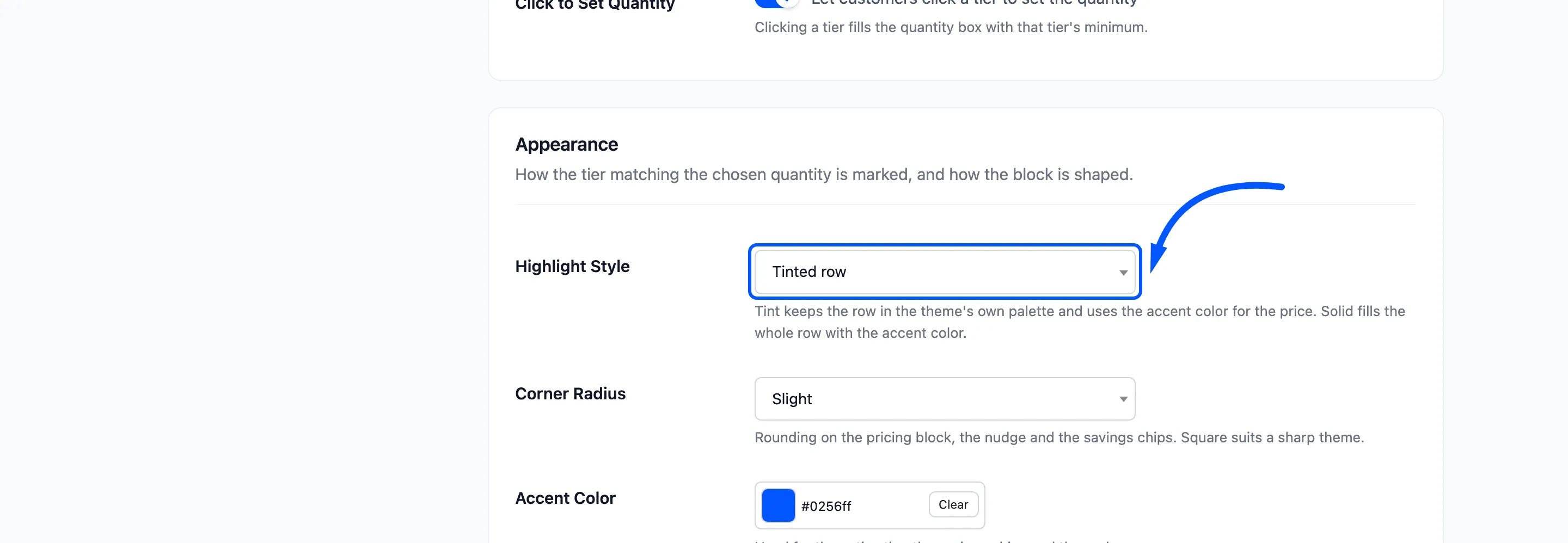 The Highlight Style setting boxed on the Display tab