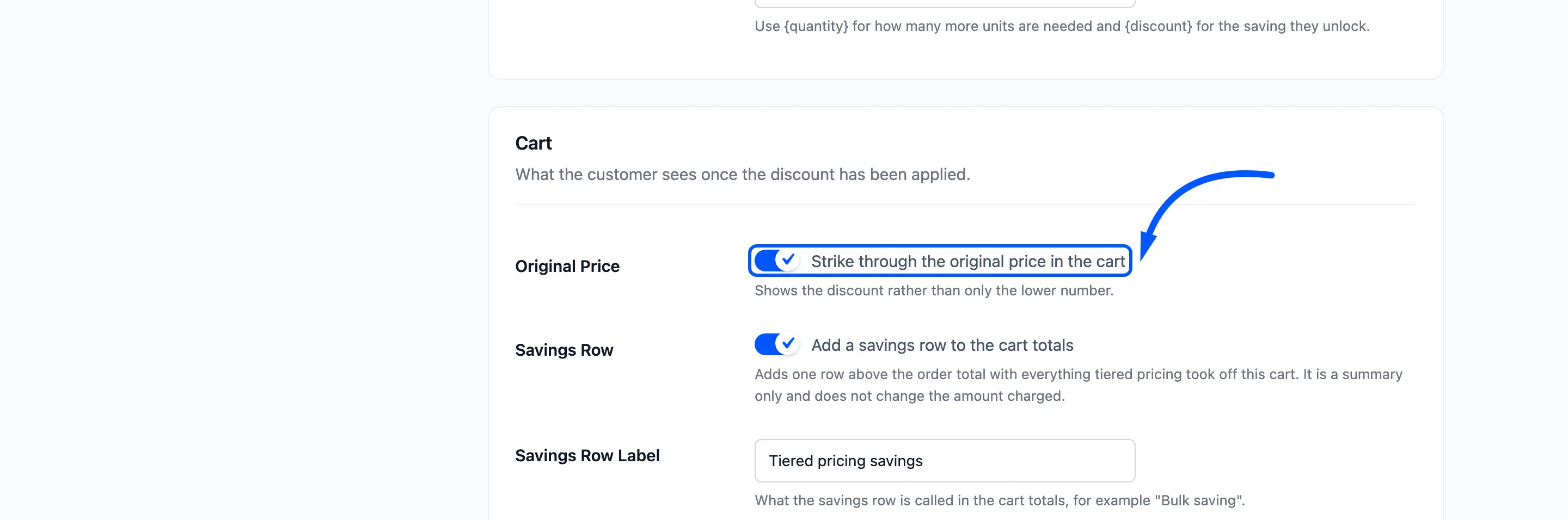 The Original Price checkbox boxed on the Display tab