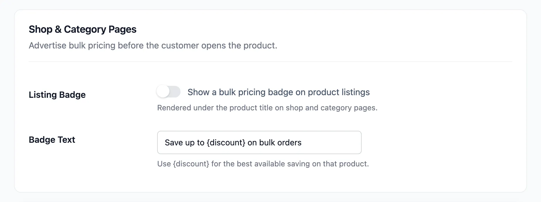 The Shop & Category Pages section of the Display tab