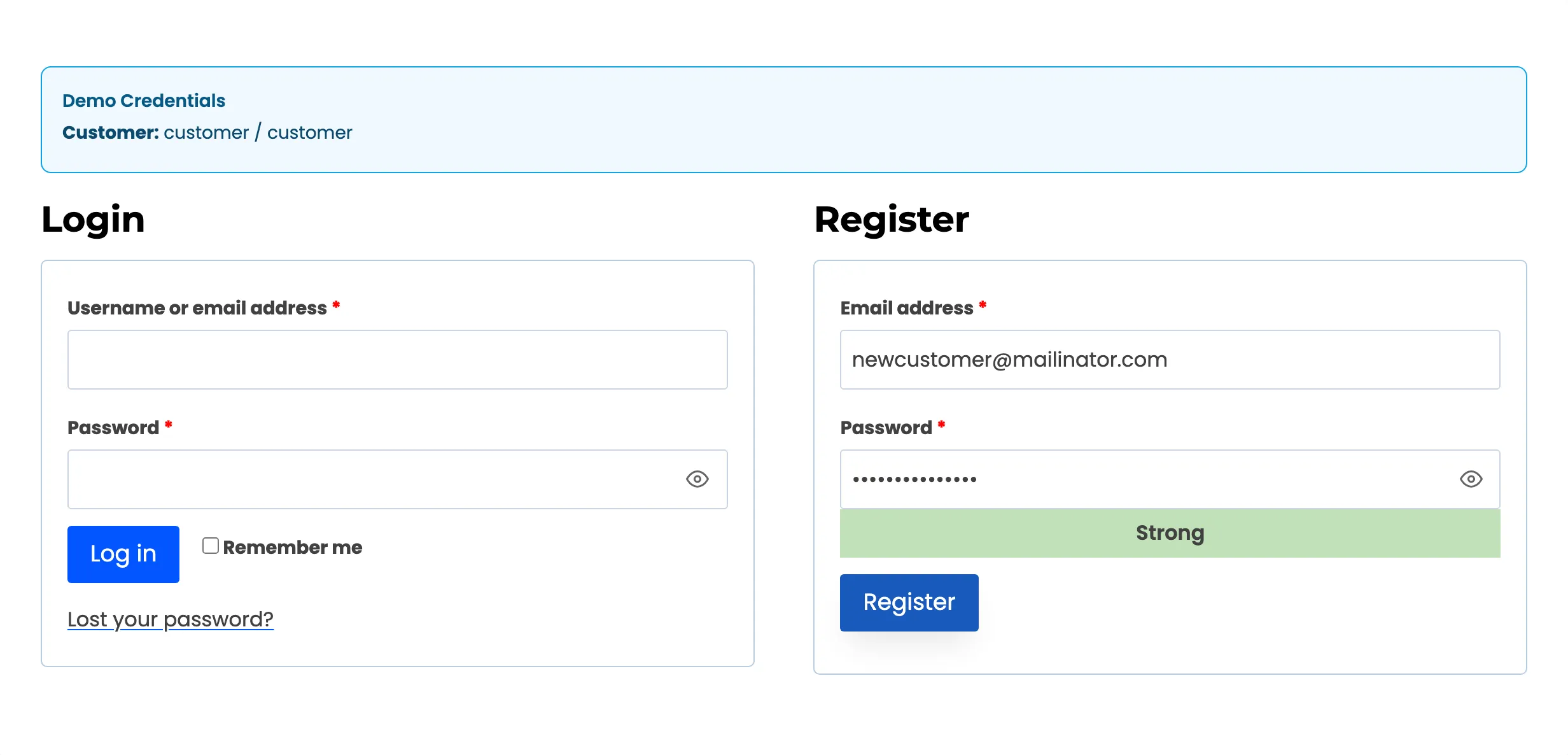 My Account registration refusing a disposable address
