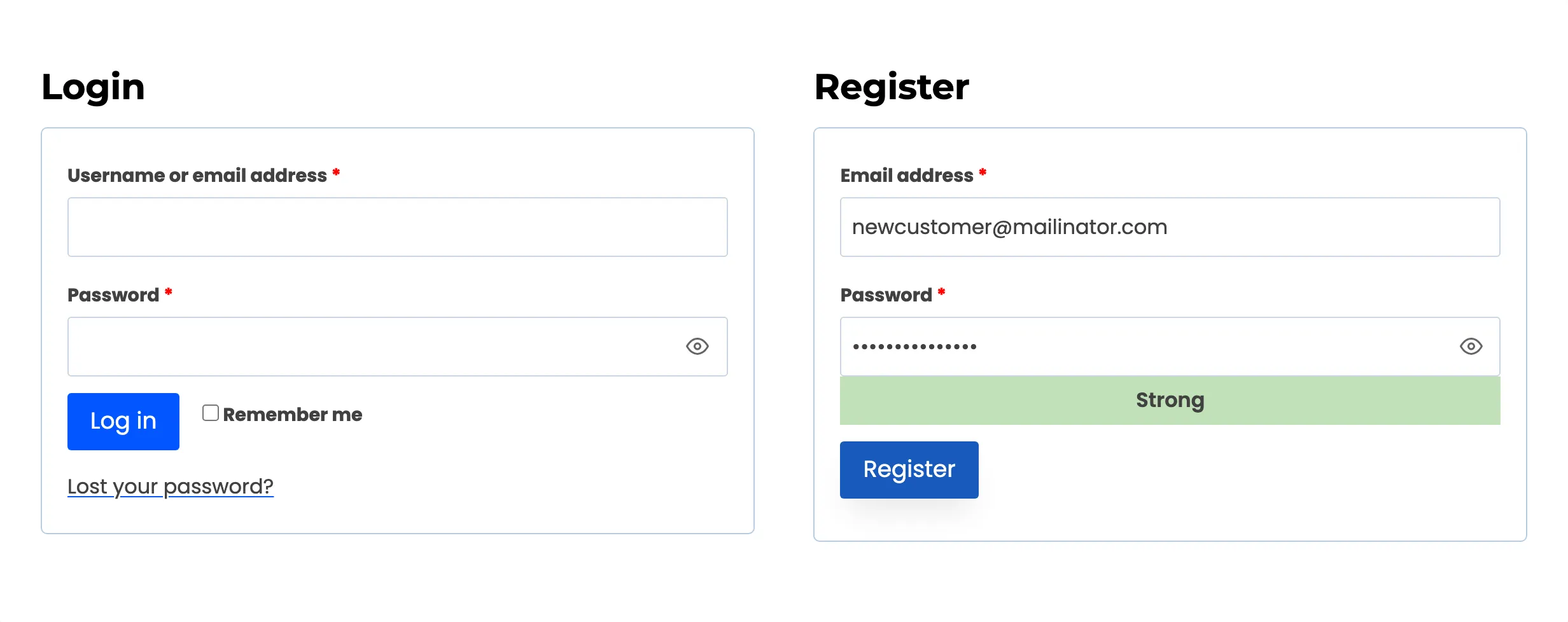 My Account registration refusing a disposable address