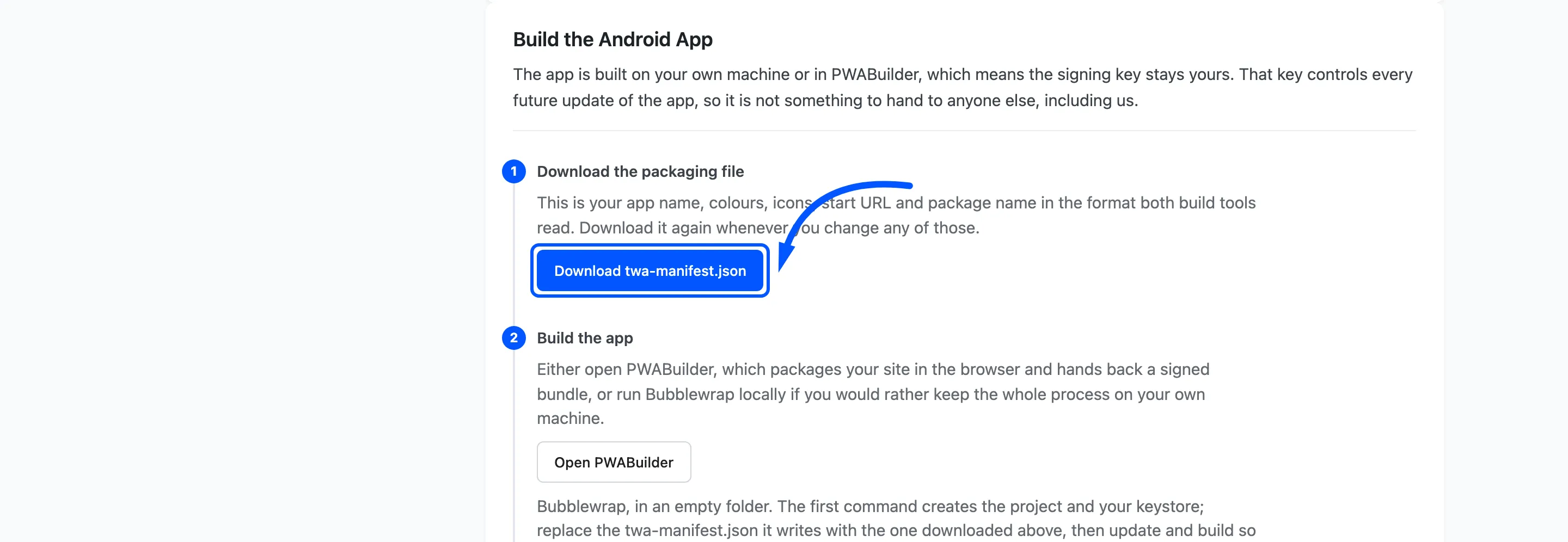 The Download twa-manifest.json button