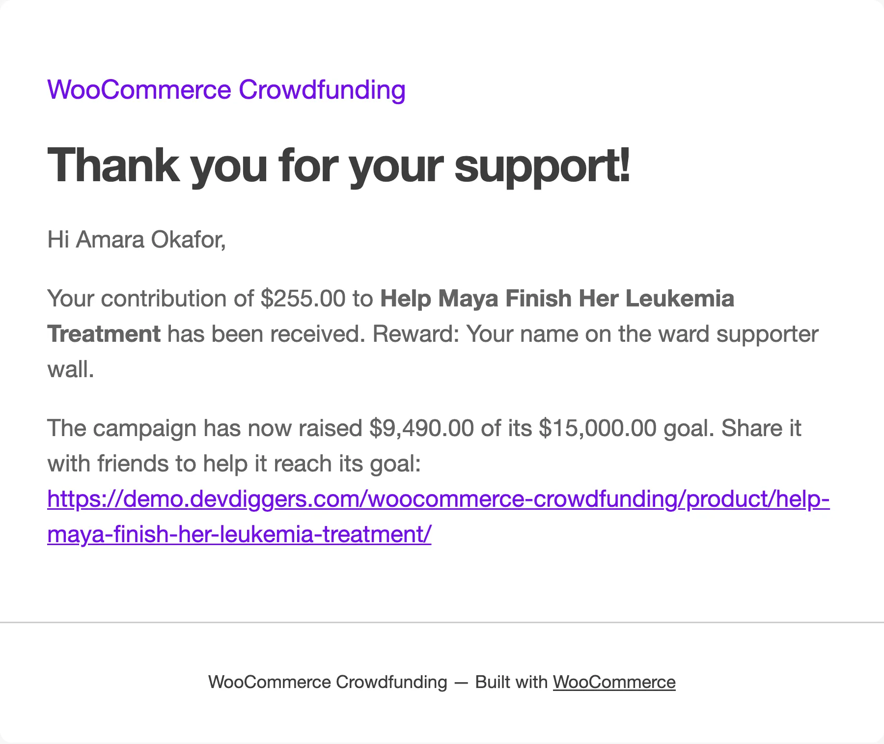 The thank you email