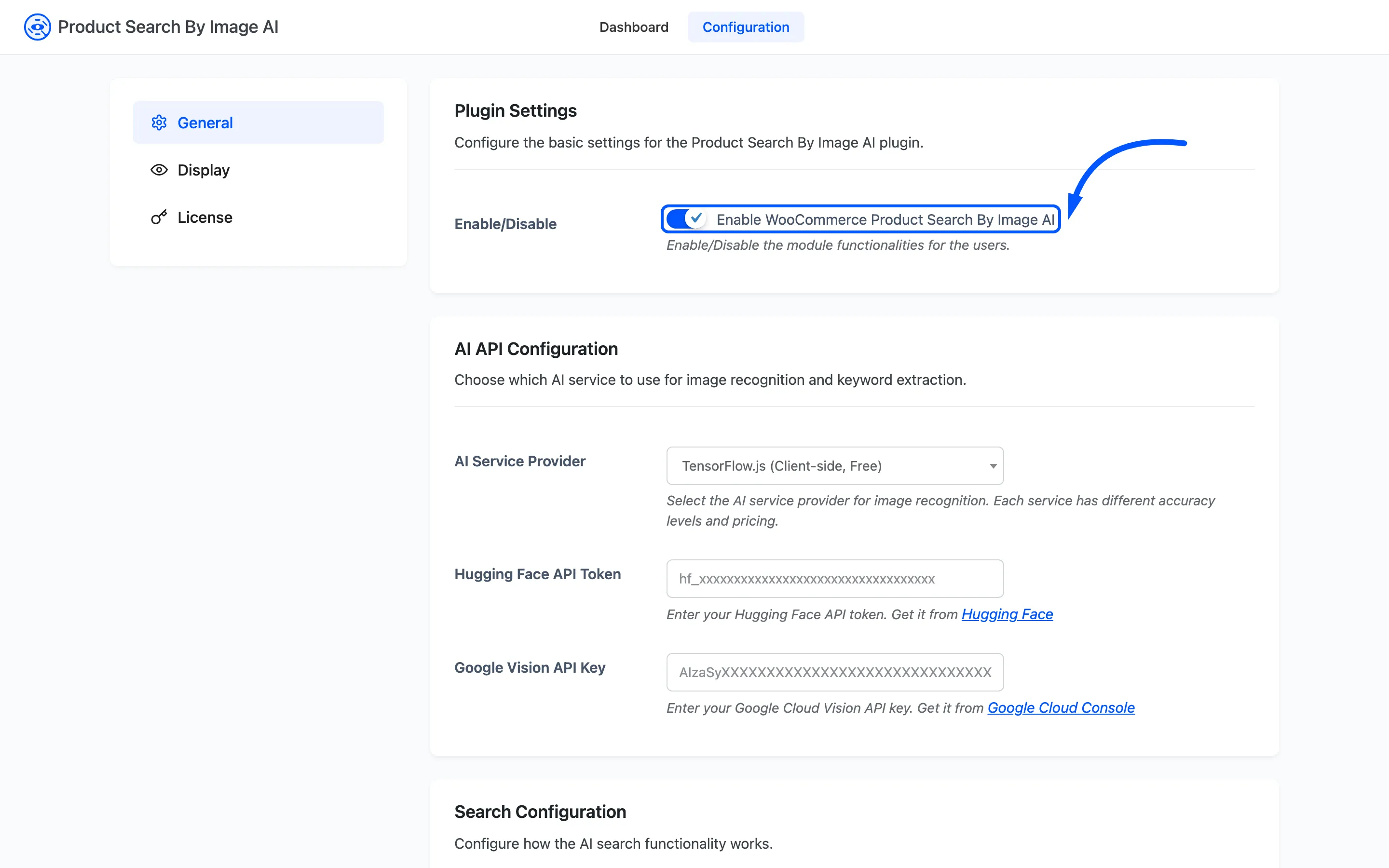 The Enable checkbox at the top of the General tab