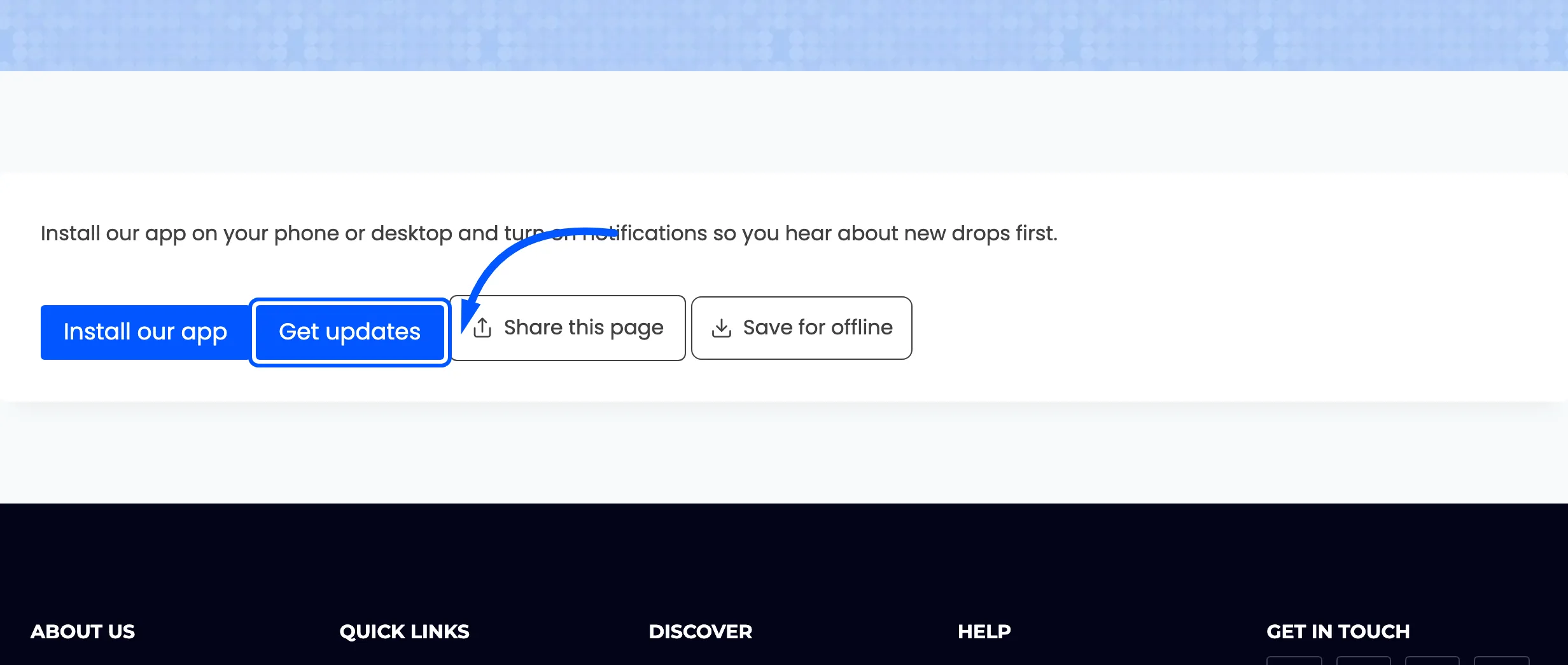 The enable notifications button on a page