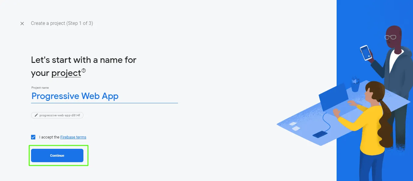 Naming the Firebase project