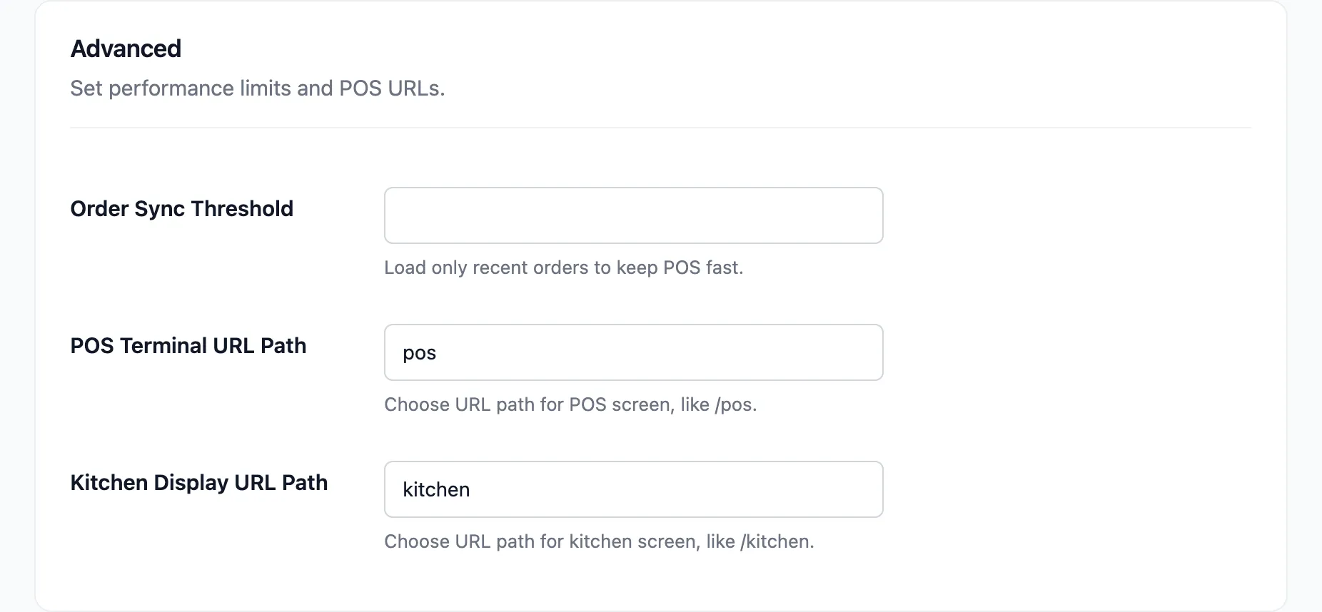 The Advanced section of the General tab with the terminal URL field