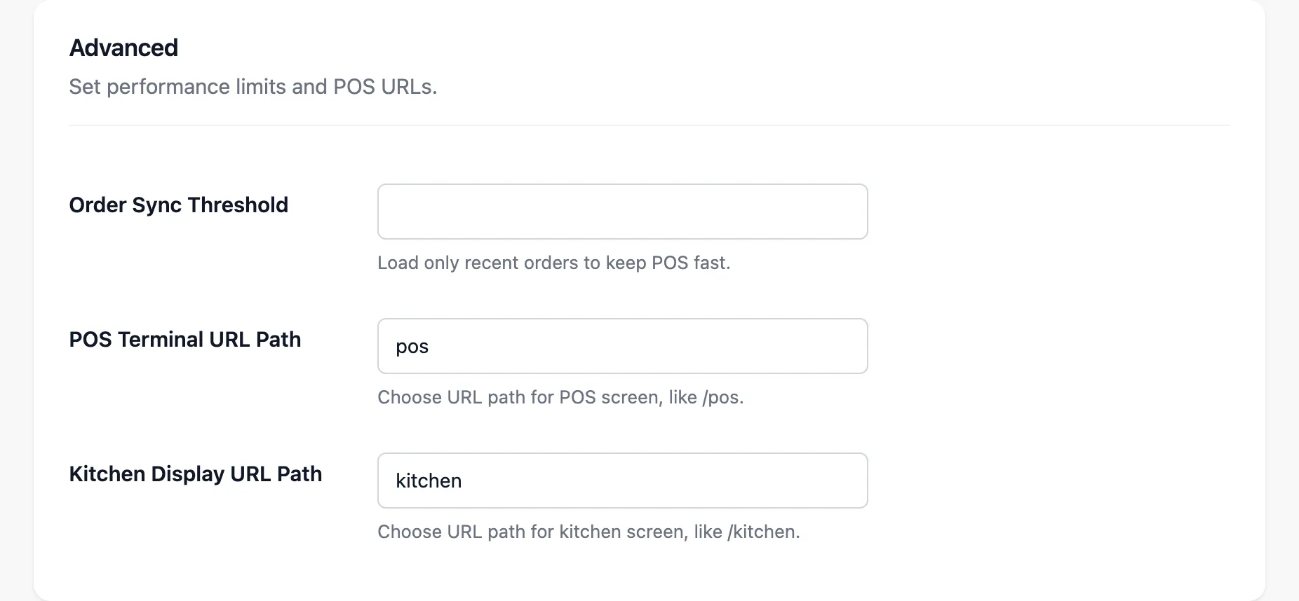 The Advanced section of the General tab with the terminal URL field