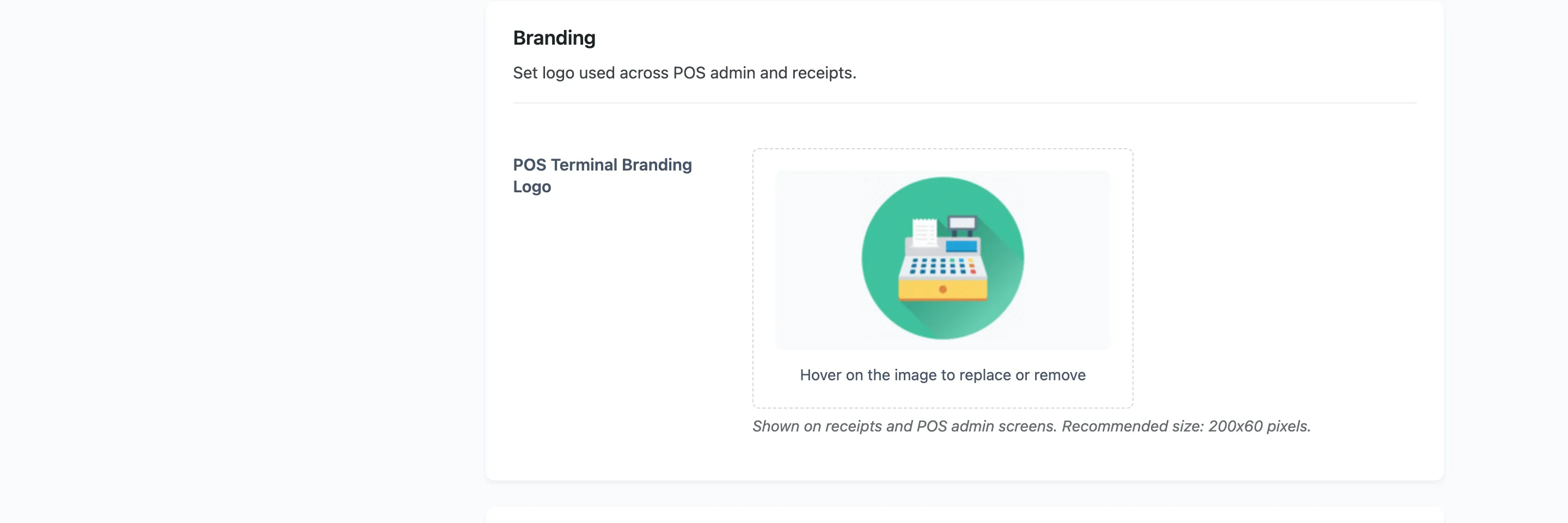 The Branding section of the General tab with the POS logo field