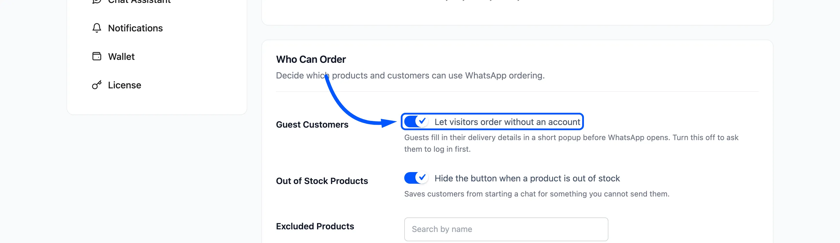 The Guest Customers checkbox boxed on the General tab