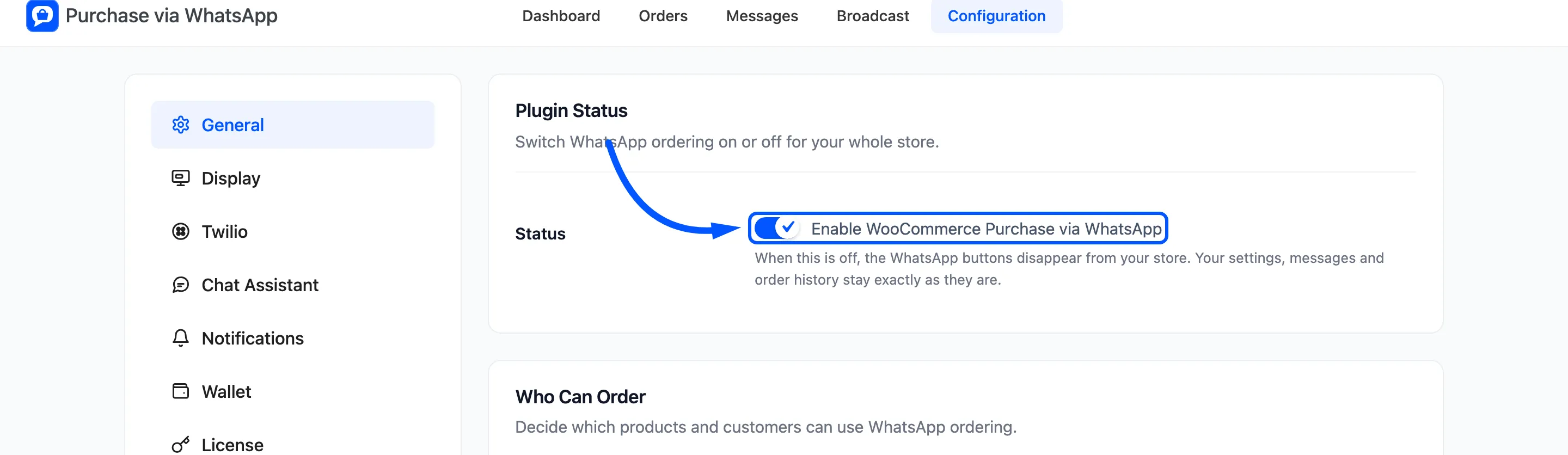 The Status checkbox boxed on the General tab