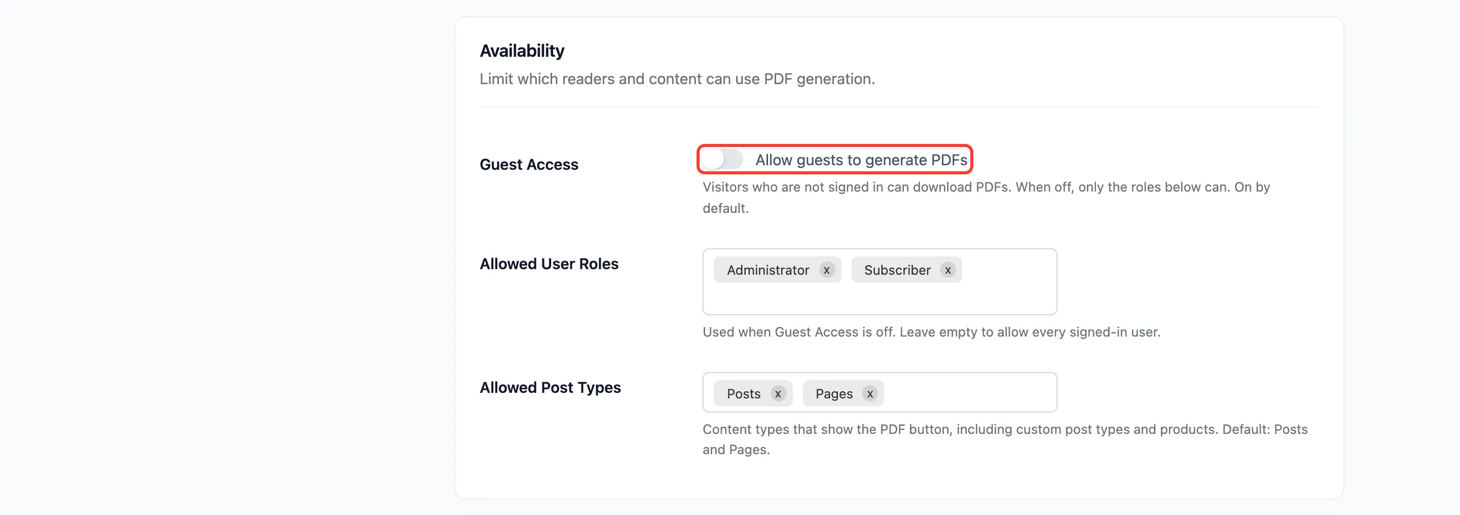 Guest Access switched off