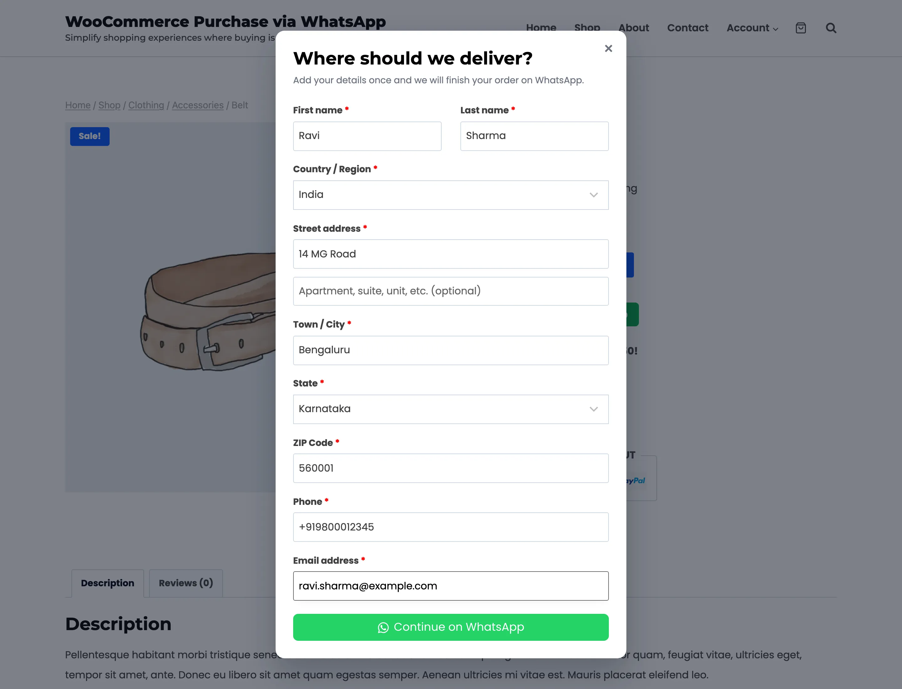 The Where should we deliver popup filled in by a guest