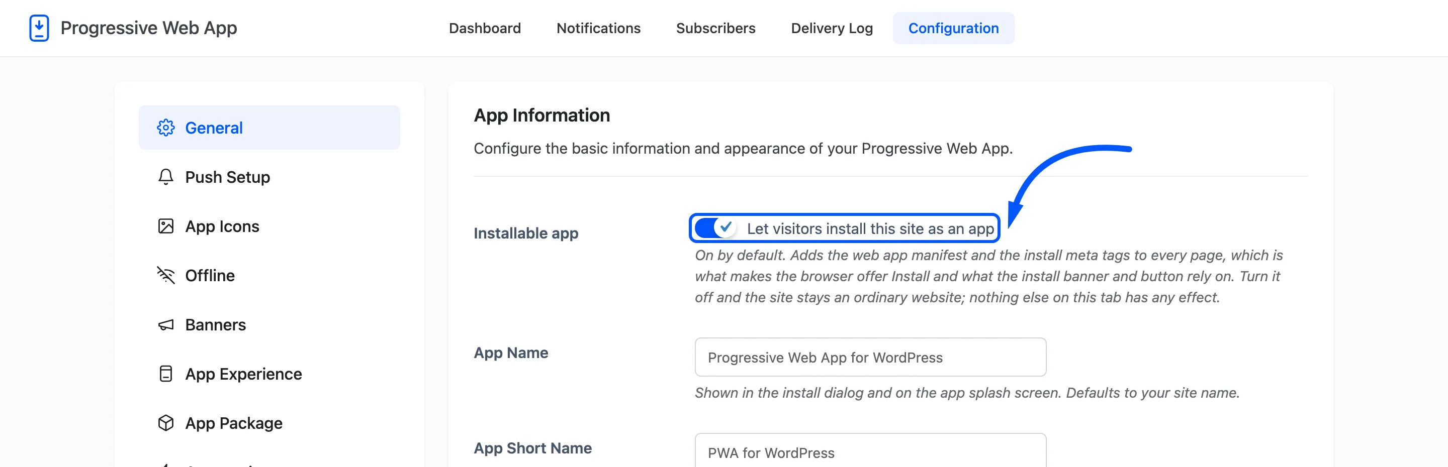 The Installable app switch