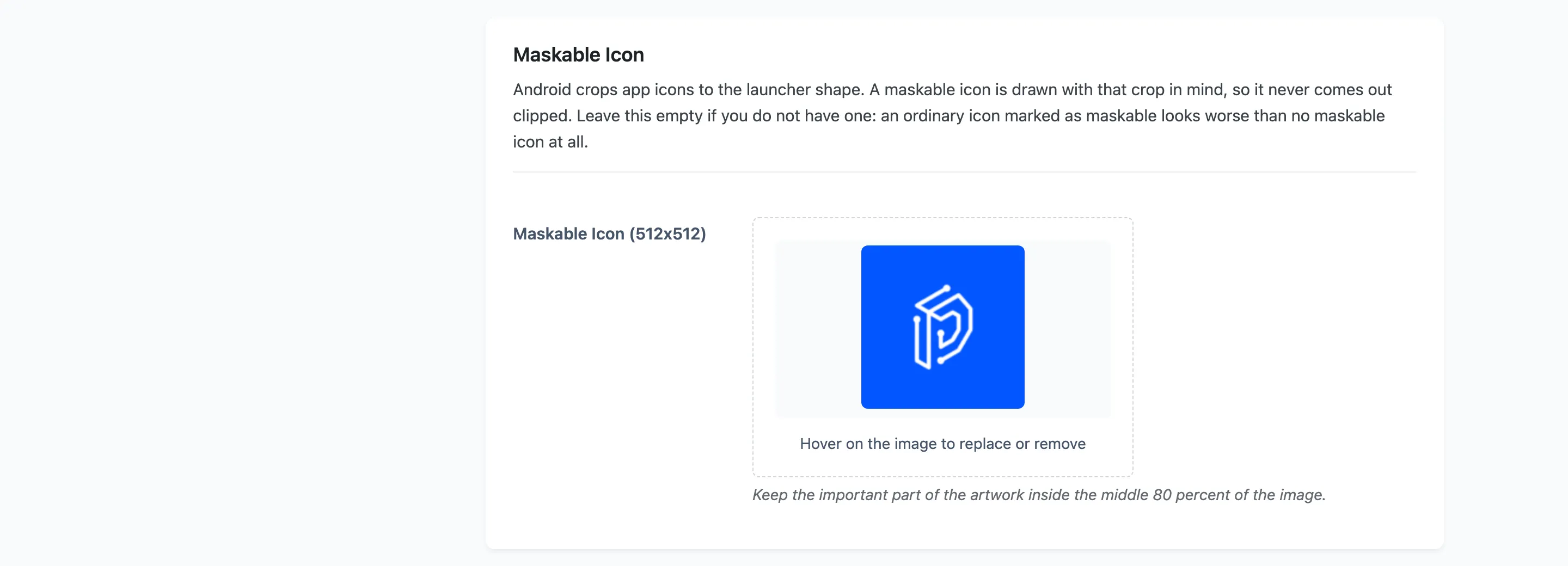The Maskable Icon section
