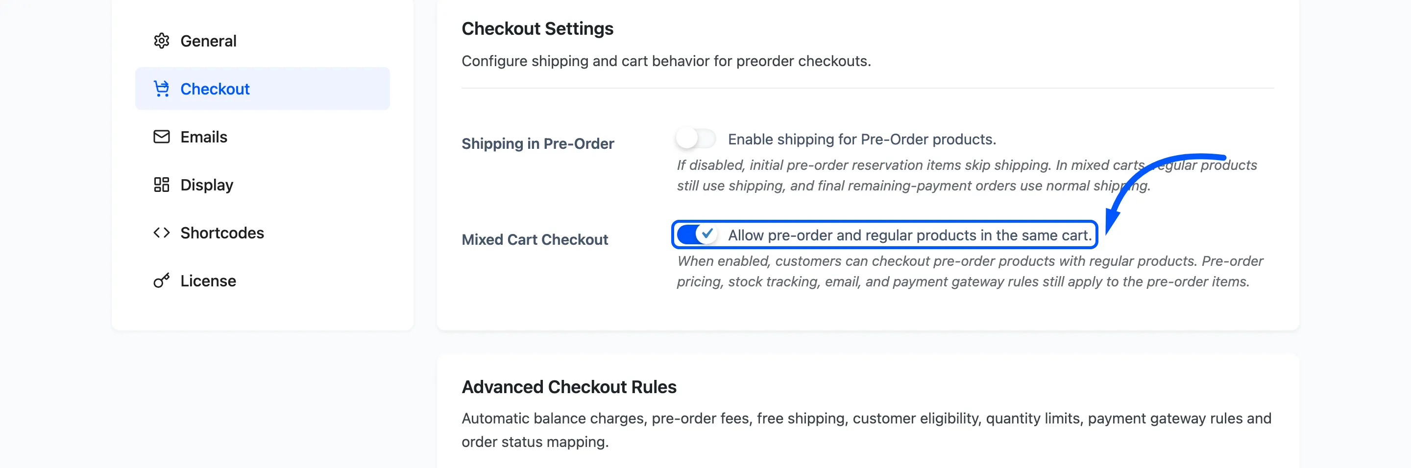 The Mixed Cart Checkout field