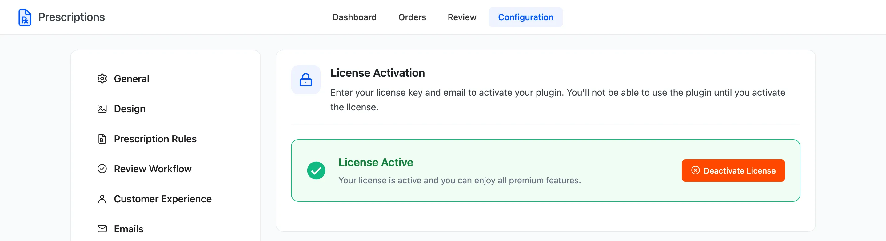 The License tab showing License Active