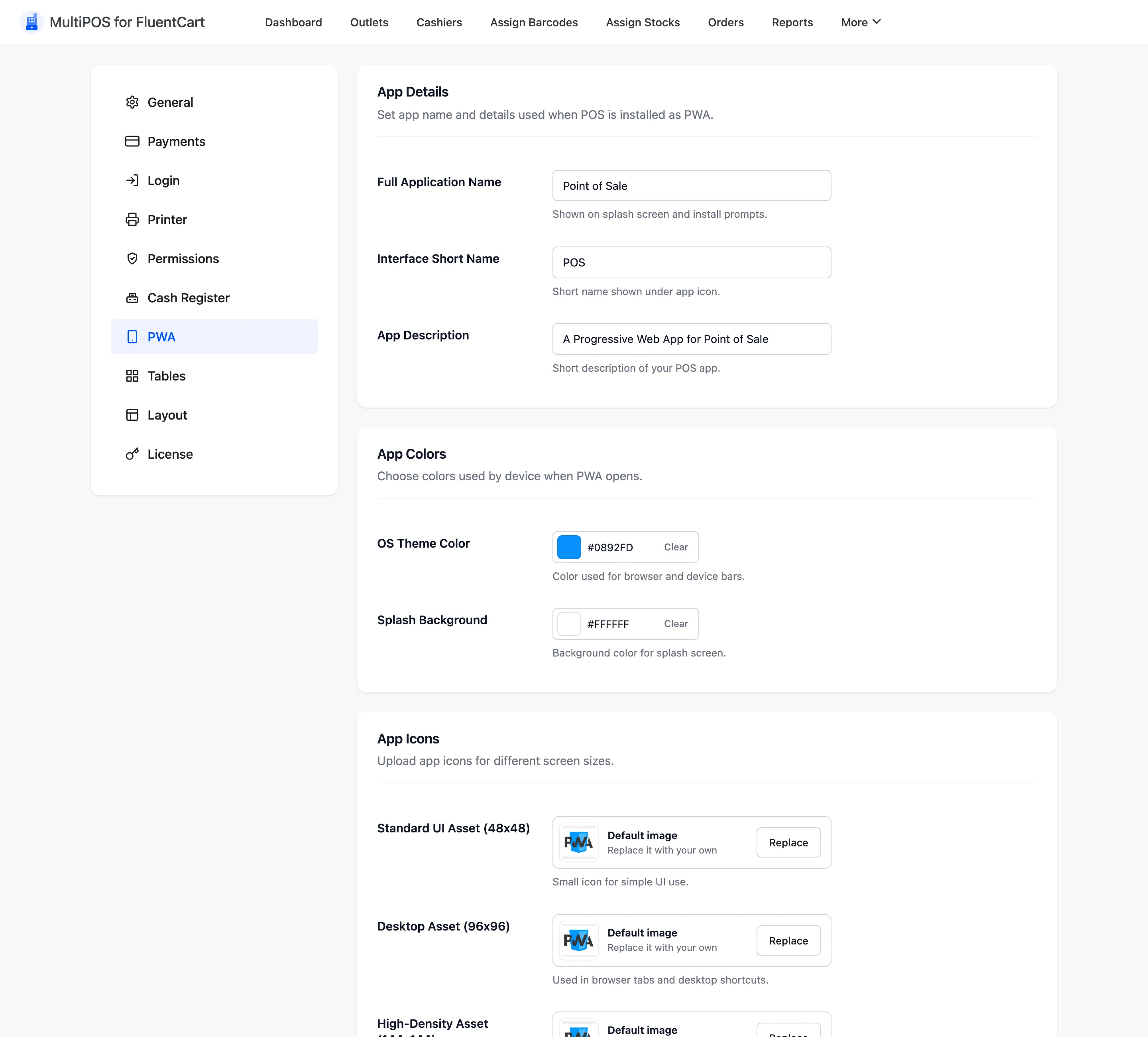 The App Details section of the PWA configuration tab