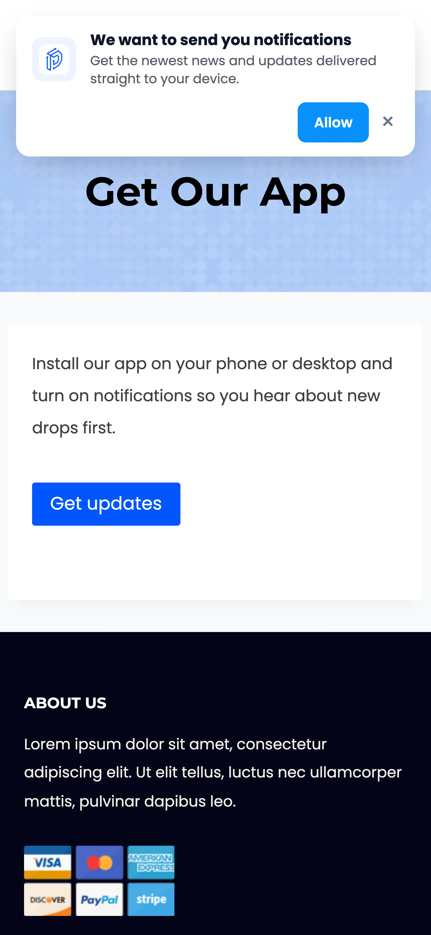 The notification prompt on an Android phone