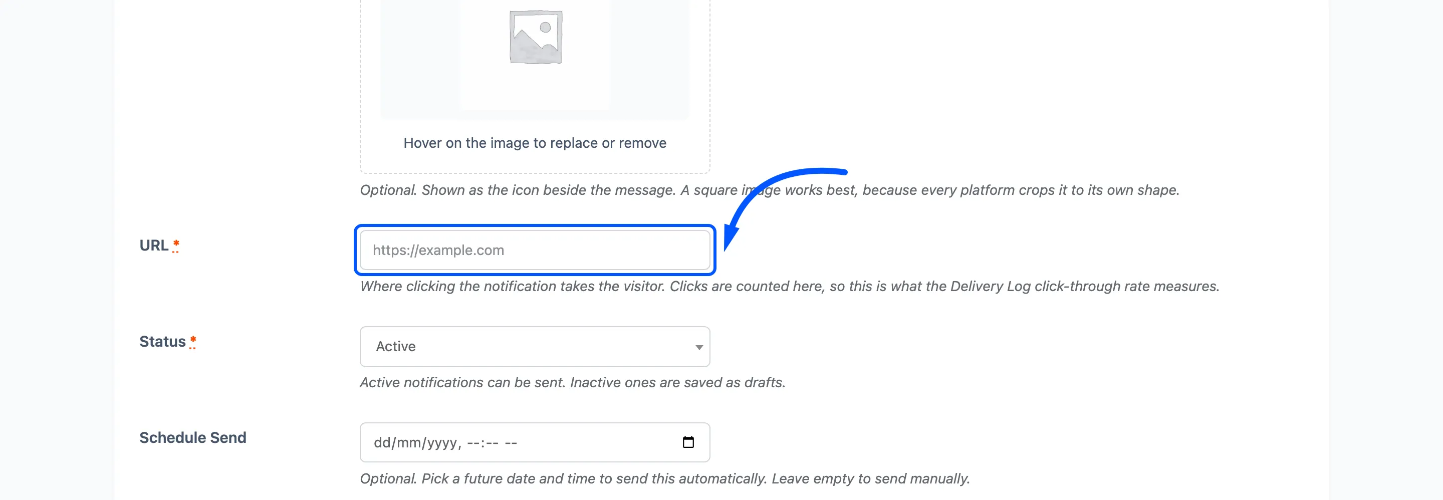 The URL field