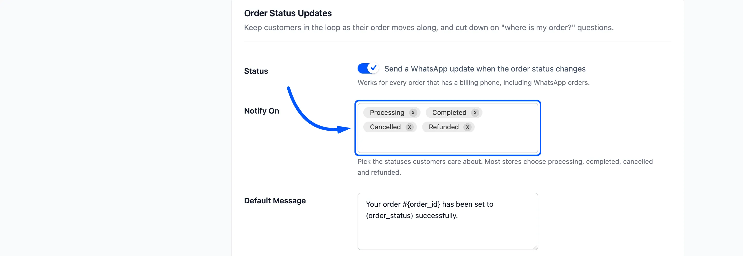 The Notify On field boxed on the Notifications tab