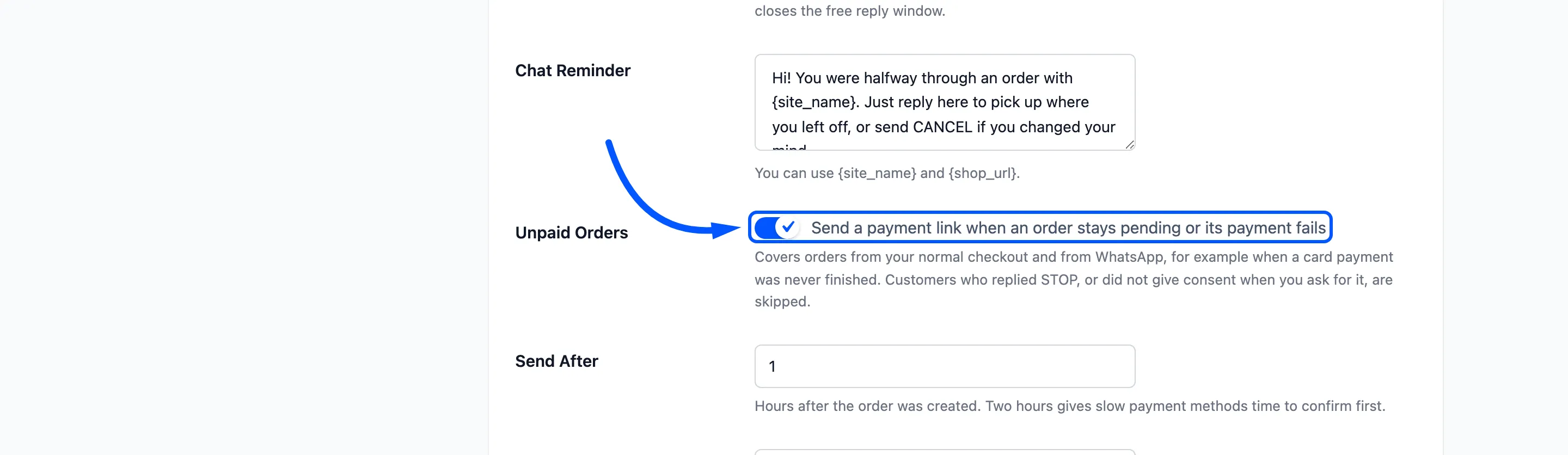 The Unpaid Orders checkbox boxed in Recover Lost Orders