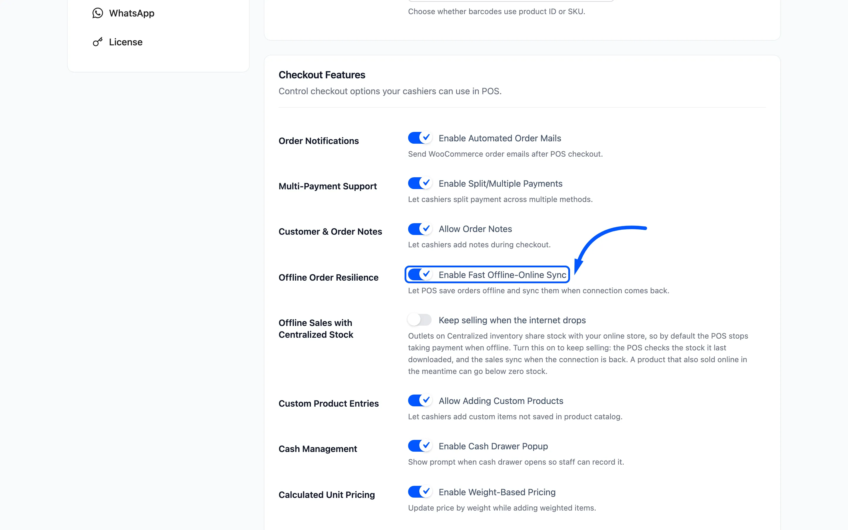 The Enable Fast Offline-Online Sync checkbox on the General tab