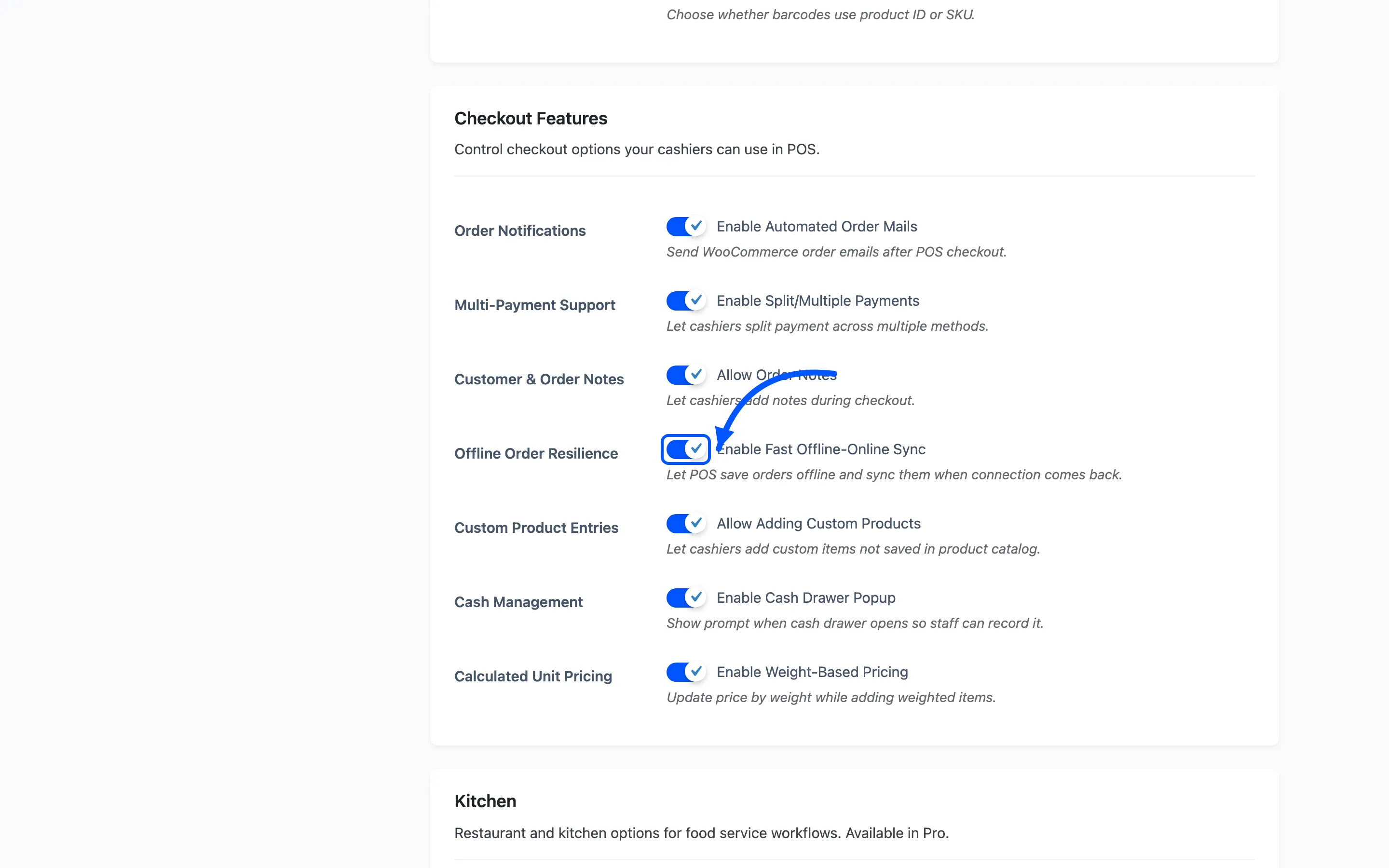 The Enable Fast Offline-Online Sync checkbox on the General tab