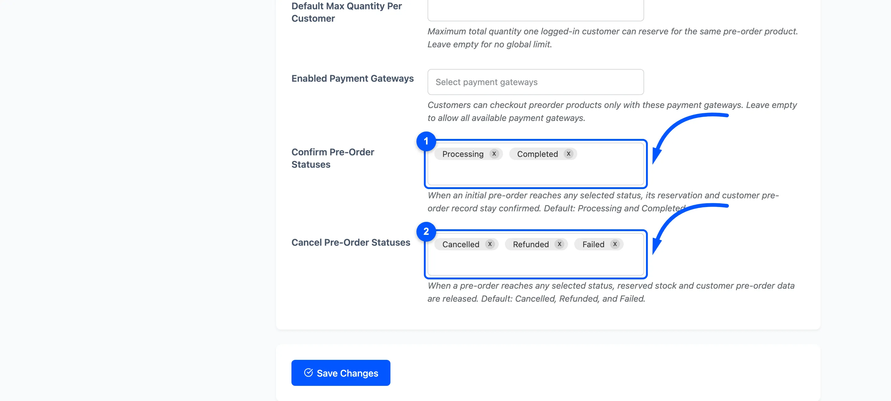 The confirm and cancel status pickers