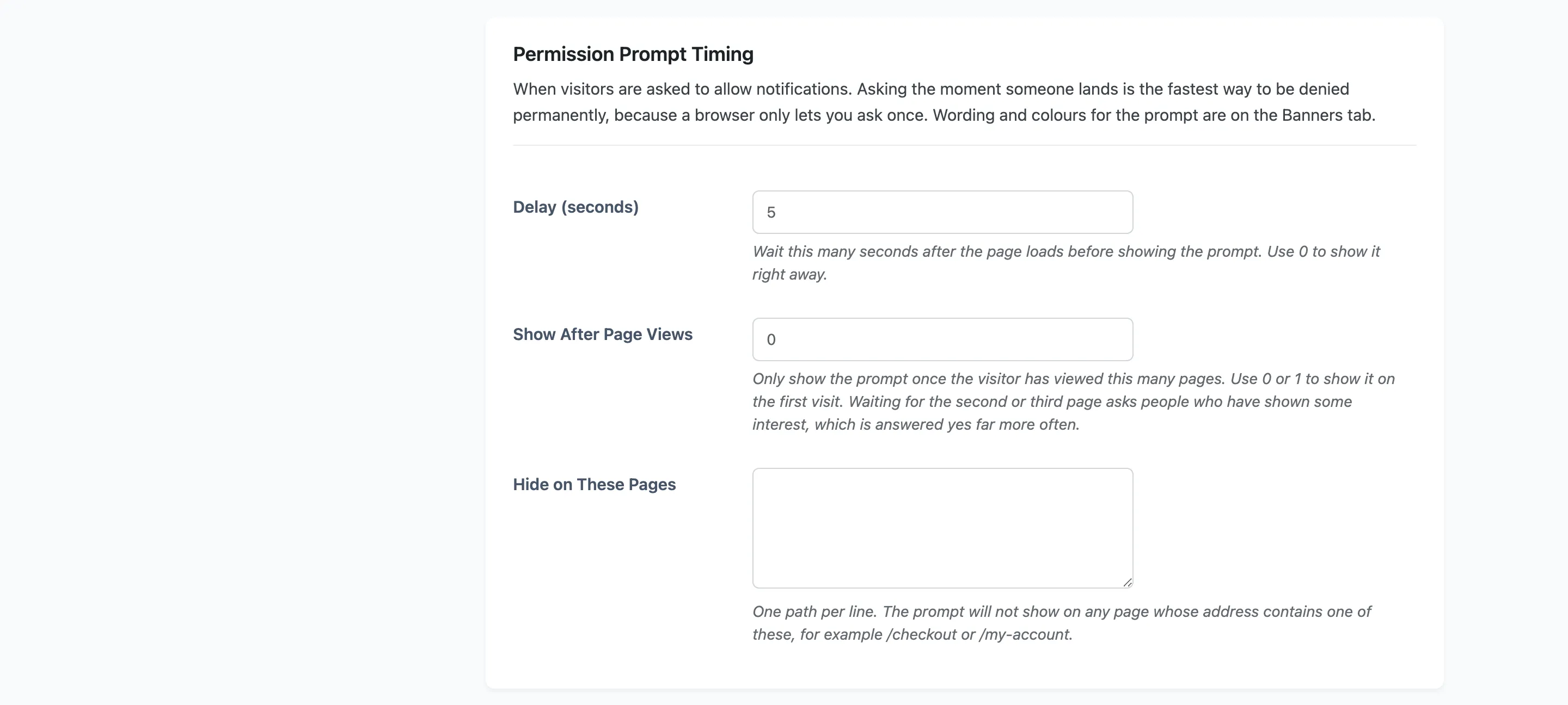 The Permission Prompt Timing section