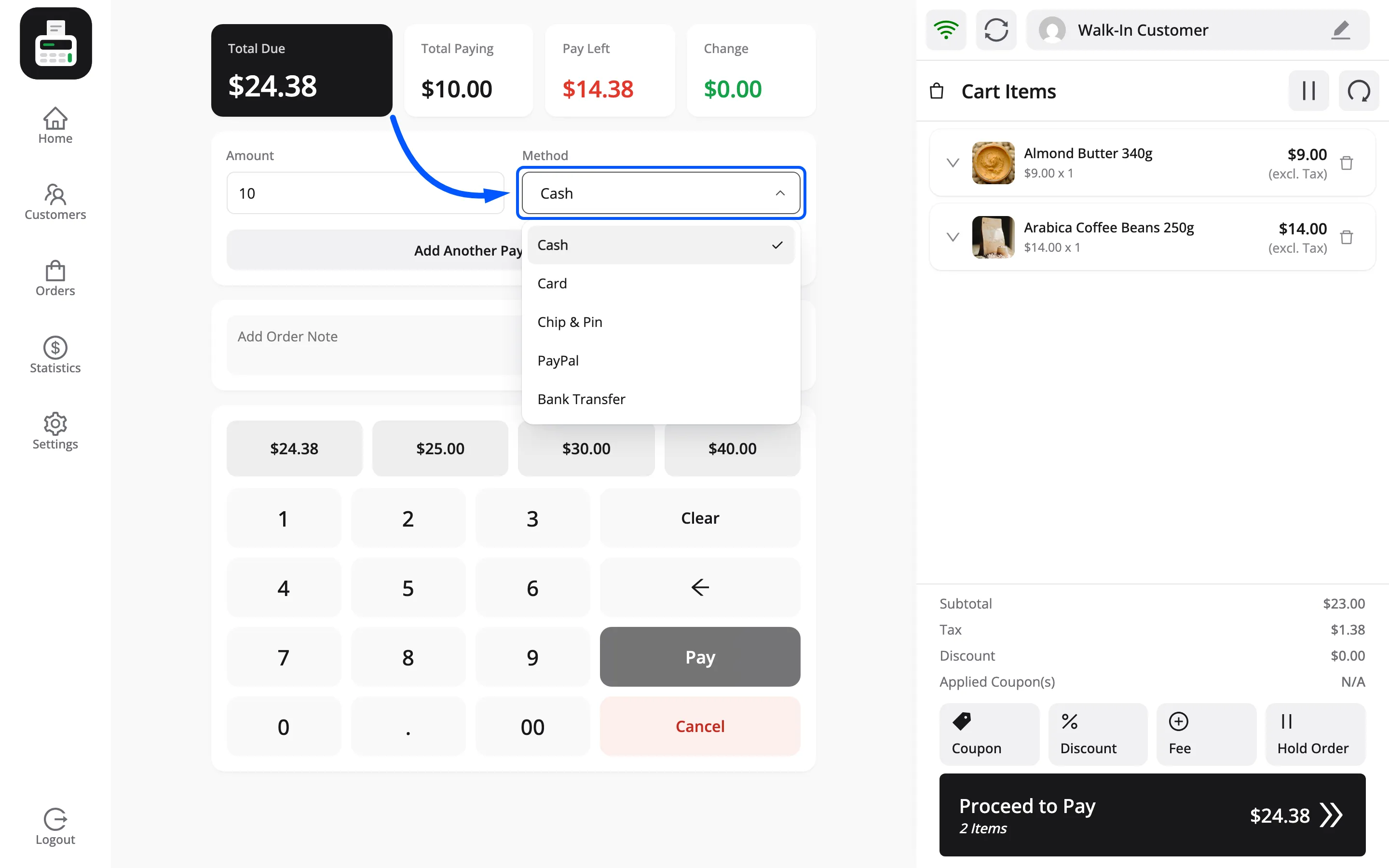 The Add Another Payment Method button below the first payment row